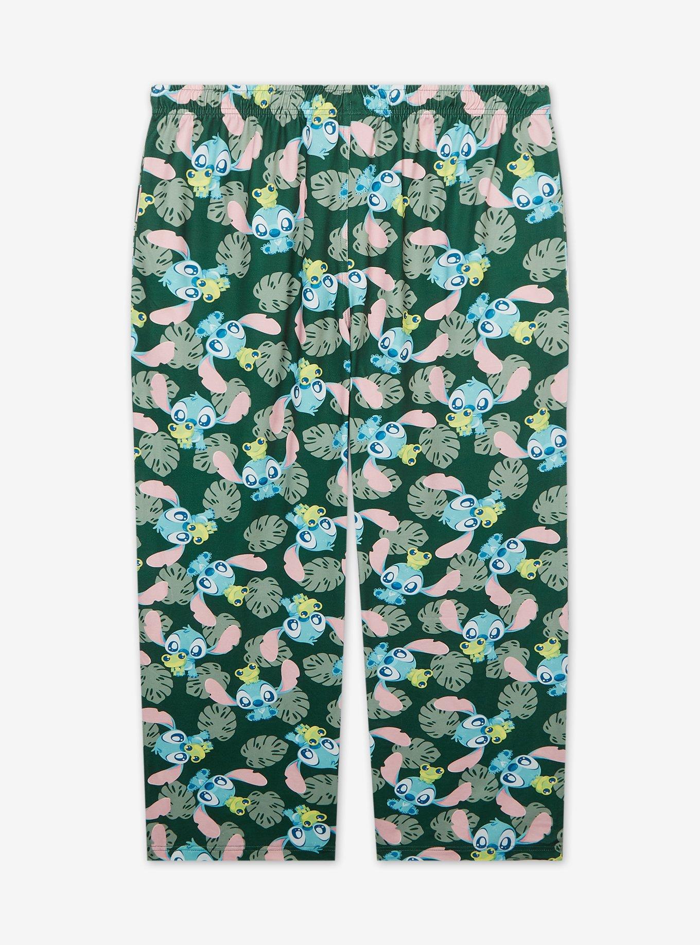 Disney Lilo & Stitch Frog Palm Frond Allover Print Women's Plus Size Sleep Pants - BoxLunch Exclusive, HUNTER GREEN, alternate