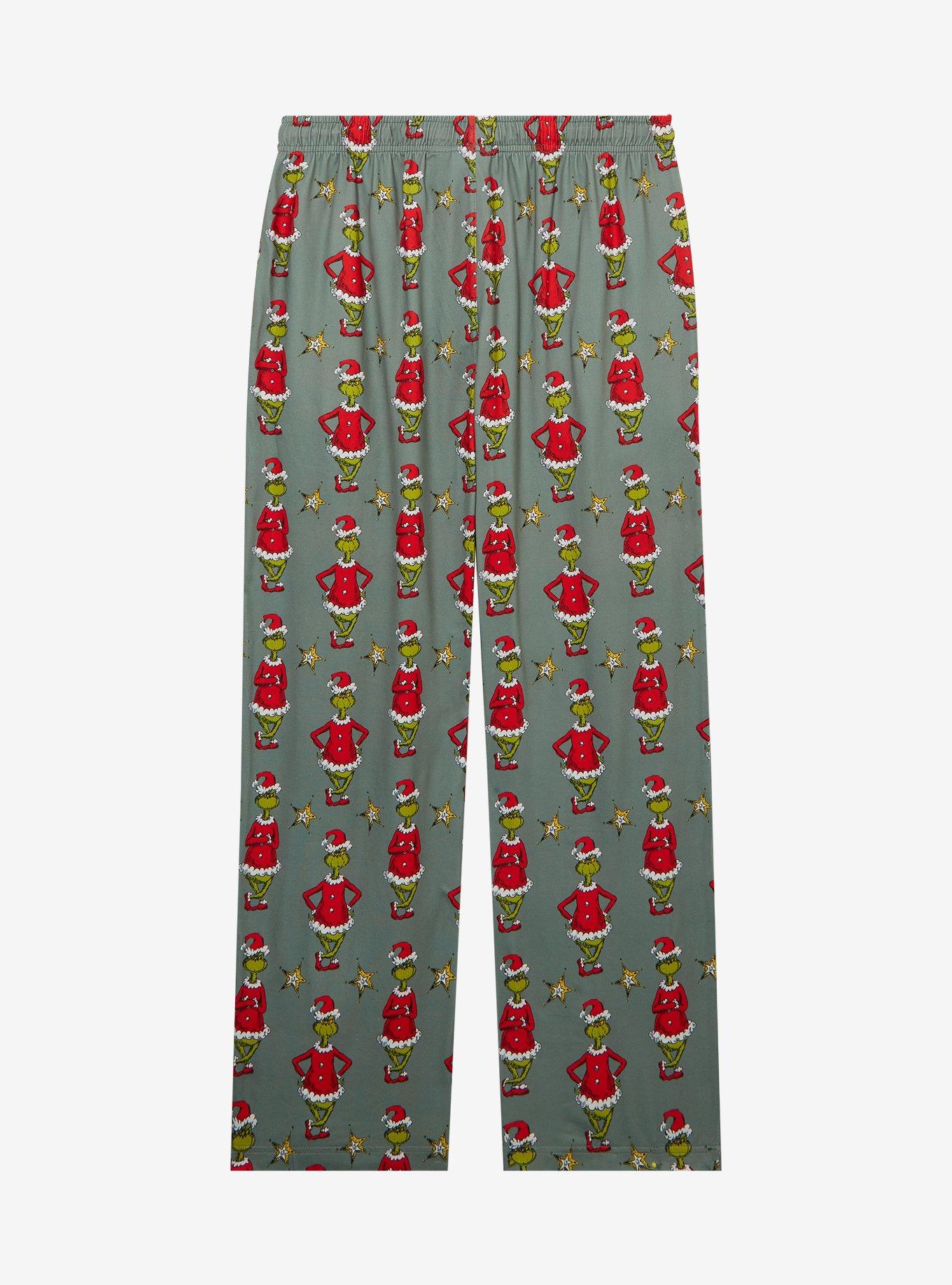 How the Grinch Stole Christmas Grinch Santa Suit Allover Print Sleep Pants &mdash; BoxLunch Exclusive, SAGE, alternate