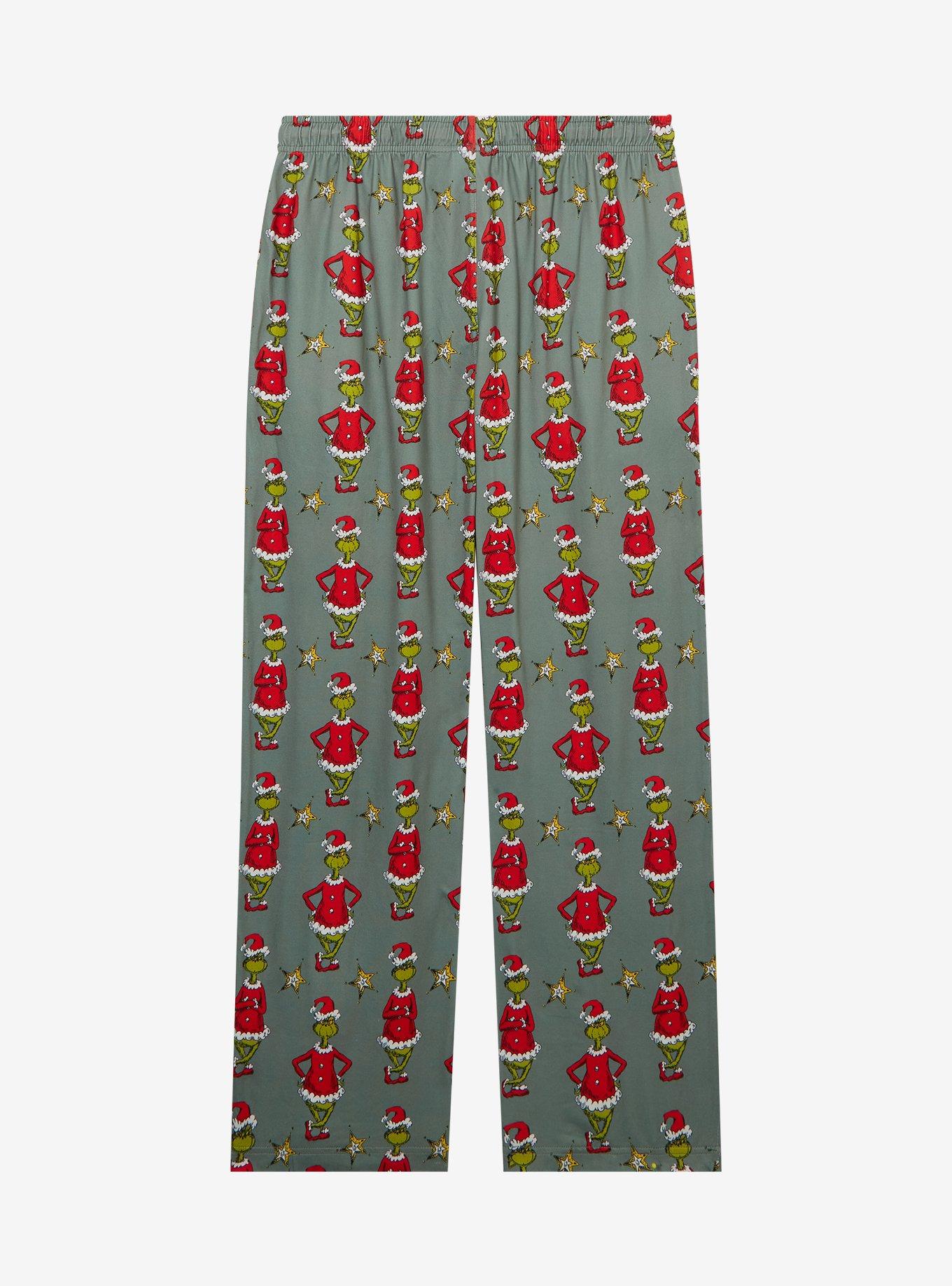 How the Grinch Stole Christmas Grinch Santa Suit Allover Print Sleep Pants — BoxLunch Exclusive, SAGE, alternate