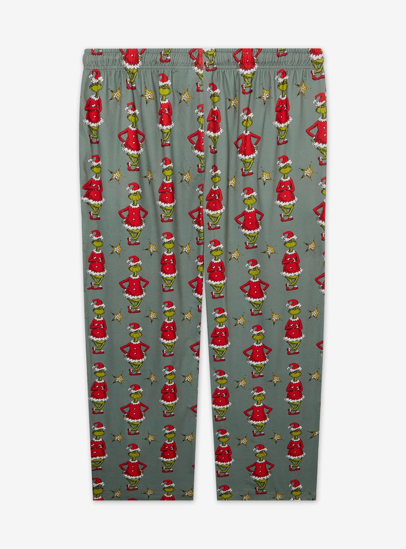 How the Grinch Stole Christmas The Grinch Santa Suit Allover Print Women's Plus Size Sleep Pants - BoxLunch Exclusive, SAGE, alternate