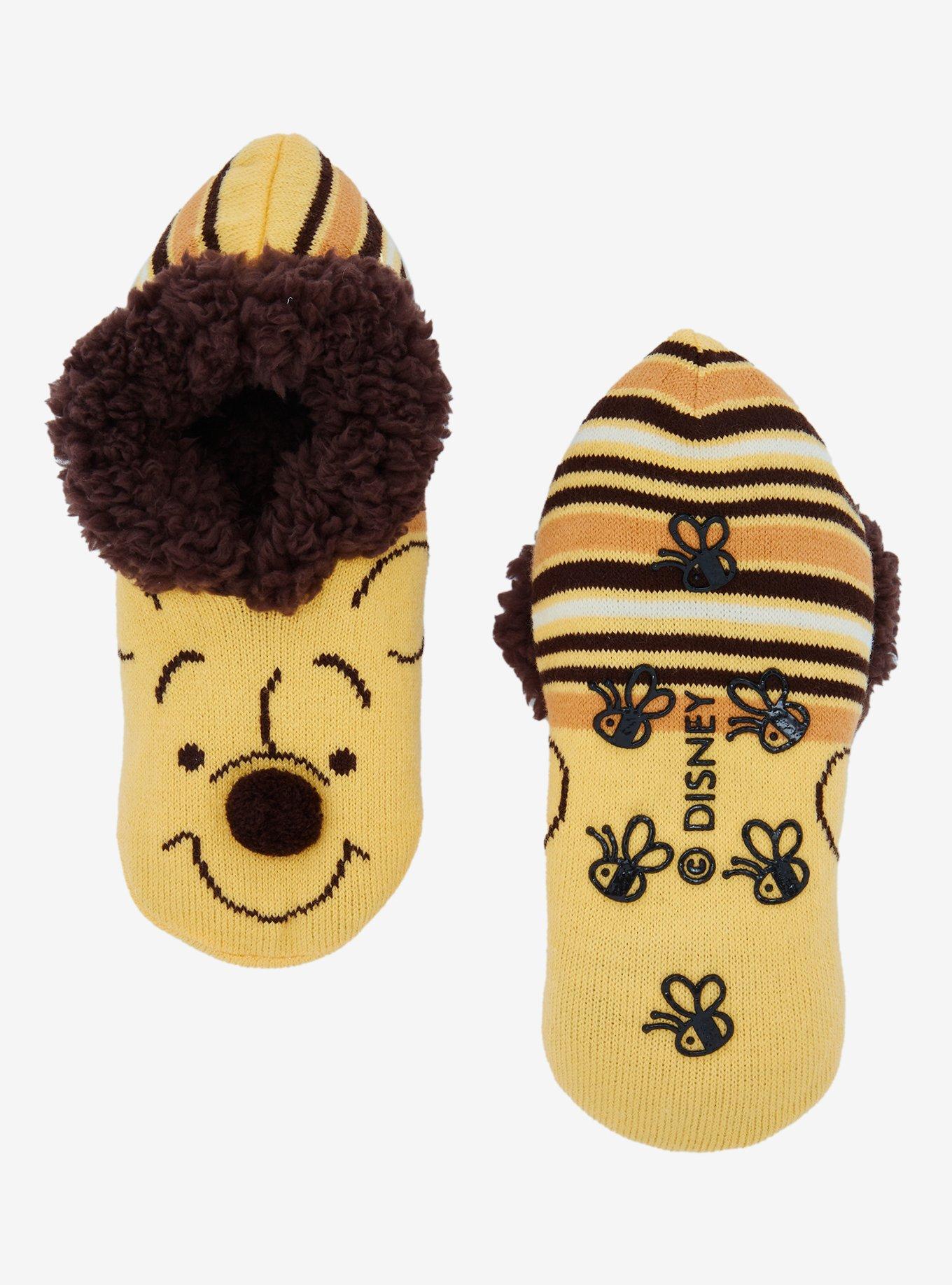 Disney Winnie the Pooh Striped Pooh Bear Slipper Socks - BoxLunch Exclusive, , alternate