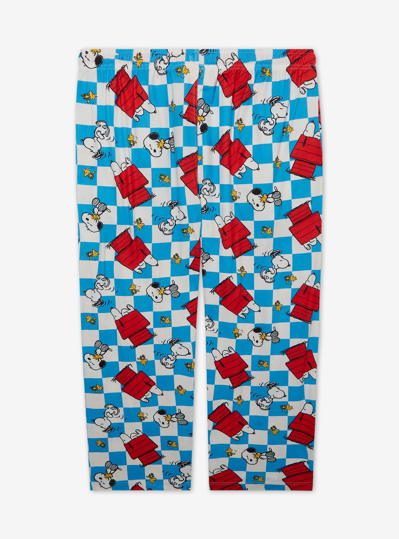 Peanuts Snoopy Checkered Allover Print Women's Plus Size Sleep Pants - BoxLunch Exclusive, , hi-res