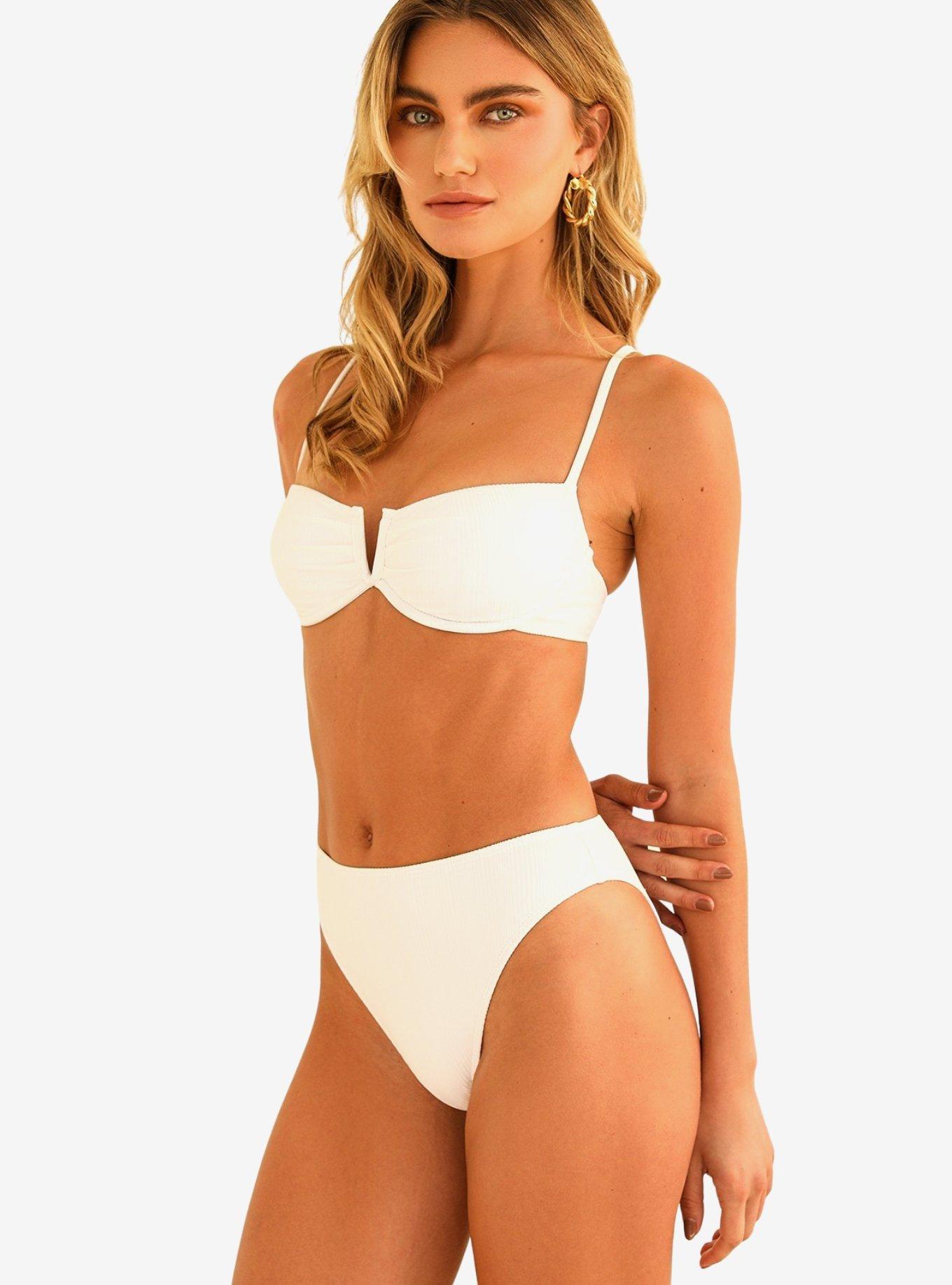 Dippin' Daisy's Seashore High Waisted Swim Bottom White Rib, BRIGHT WHITE, alternate