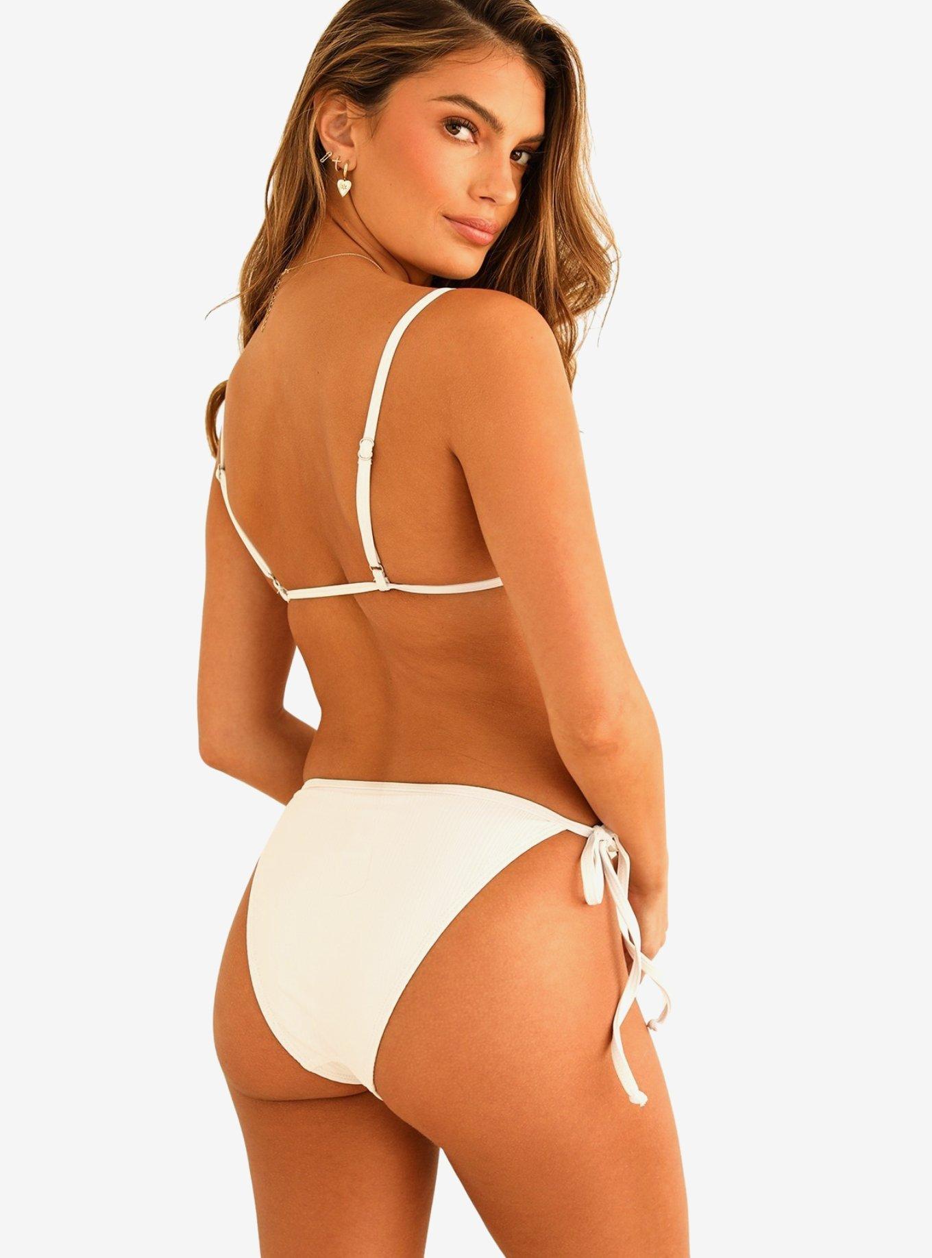 Dippin' Daisy's Bella Triangle Swim Top White Rib, BRIGHT WHITE, alternate