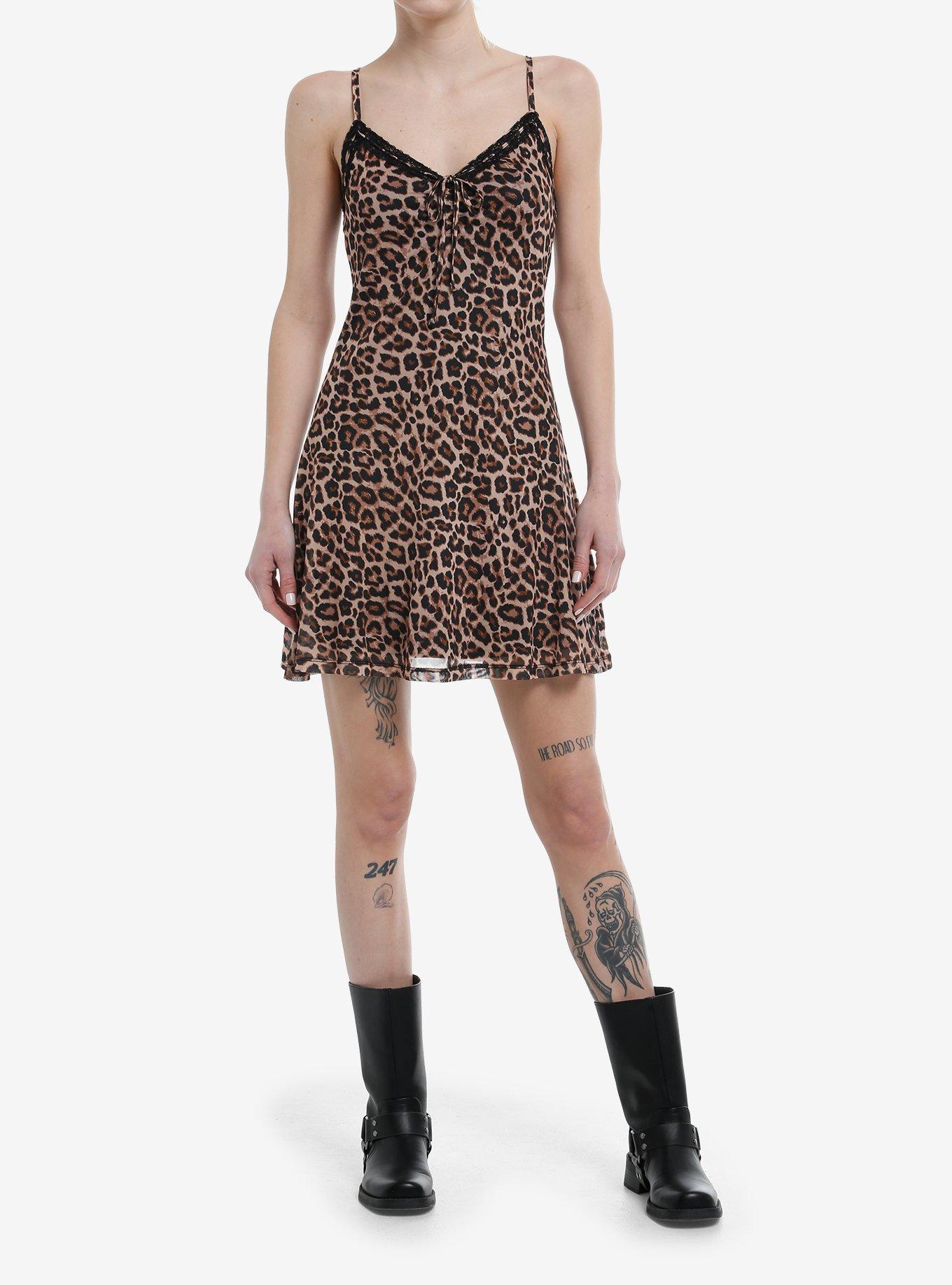 Social Collision Cheetah Print Mesh Cami Dress, , hi-res