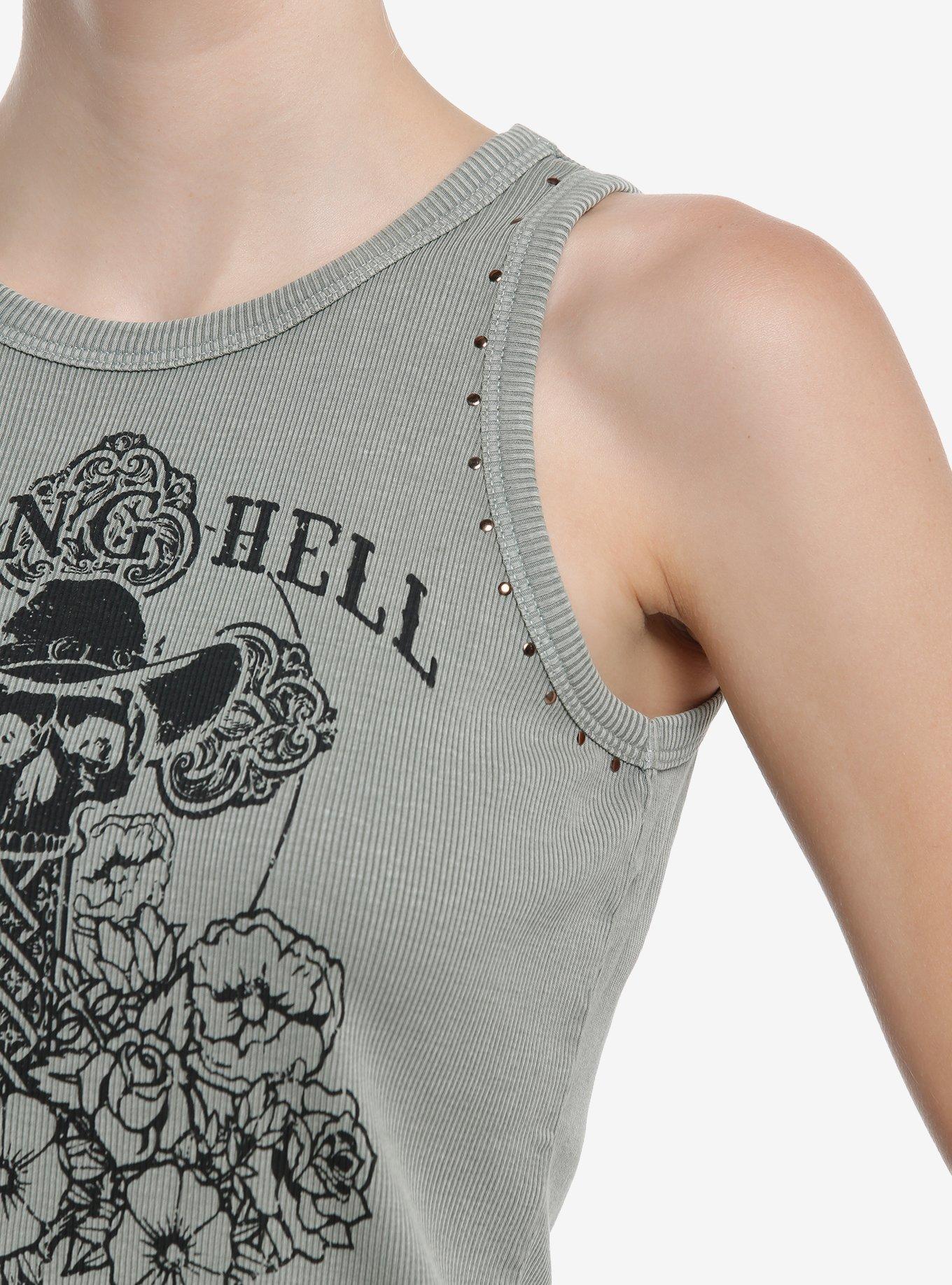 Raising Hell Cross Floral Girls Tank Top, GREY, alternate