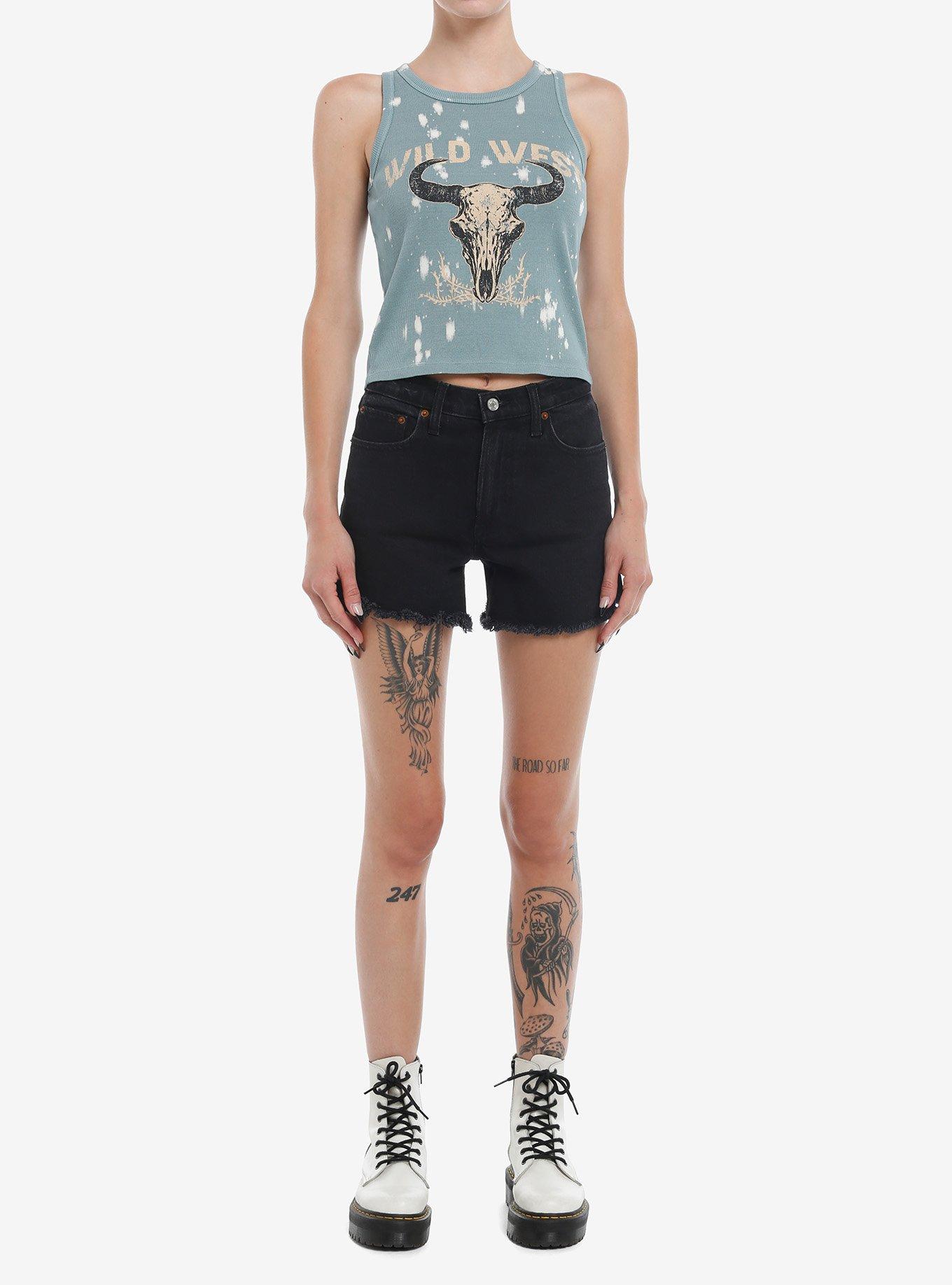 Wild West Longhorn Skull Splatter Girls Tank Top, , hi-res