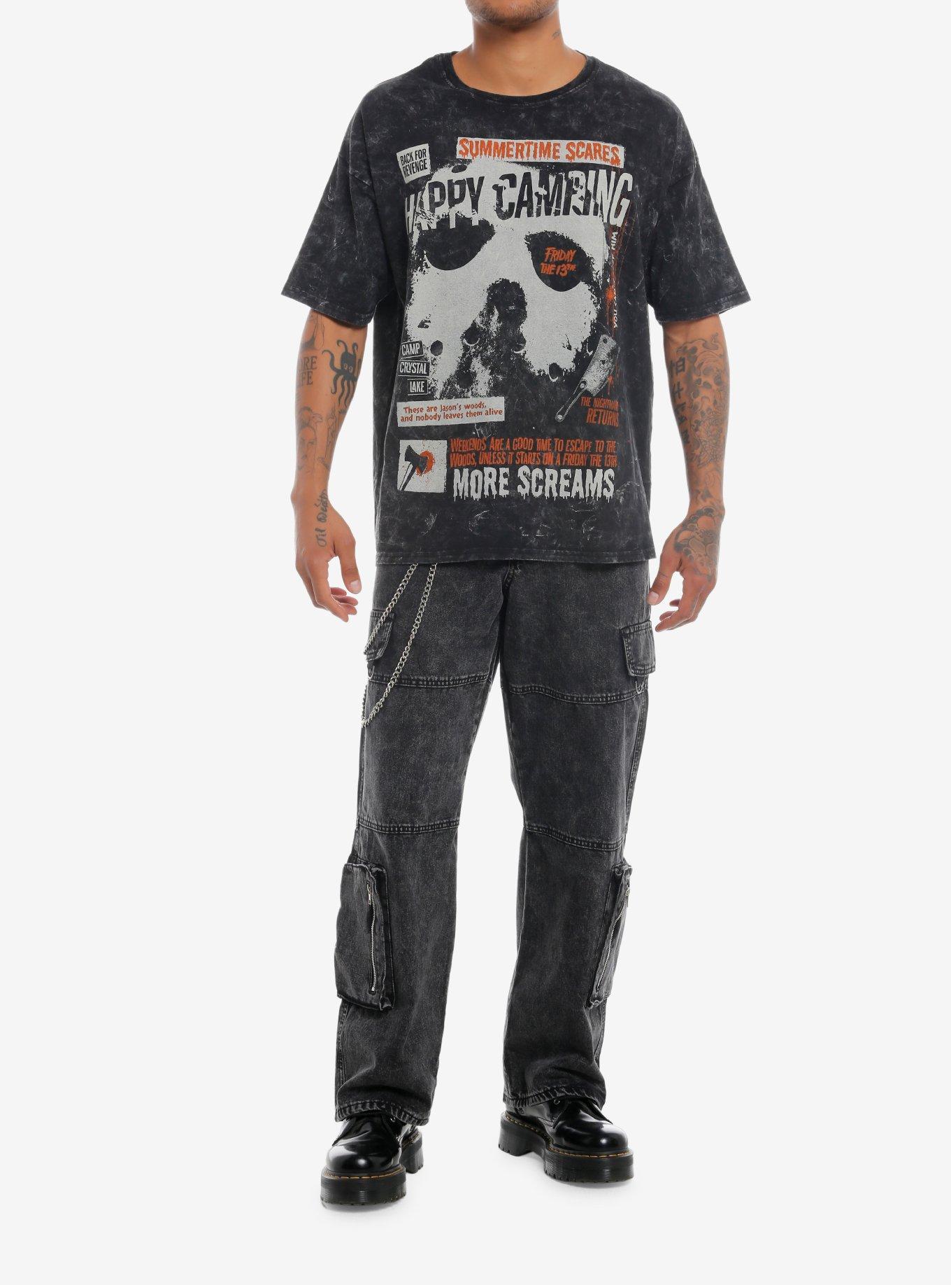 Friday The 13th Happy Camping Mineral Wash T-Shirt, CHARCOAL, alternate