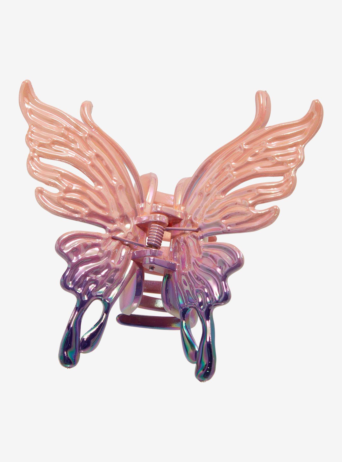 Thorn & Fable Pink & Purple Ombre Butterfly Claw Hair Clip, , hi-res