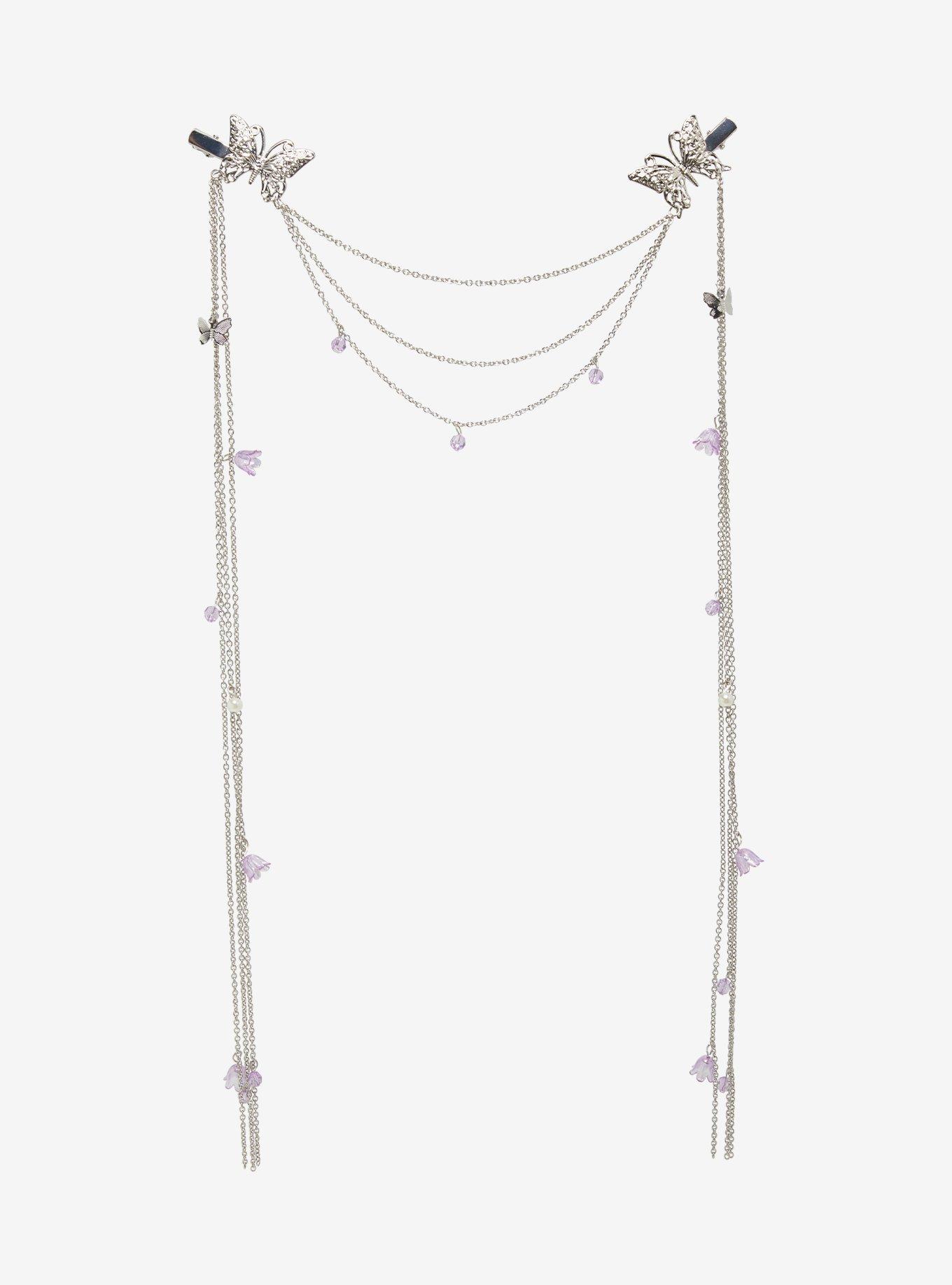 Sweet Society Butterfly Chain Hair Clip Set, , hi-res