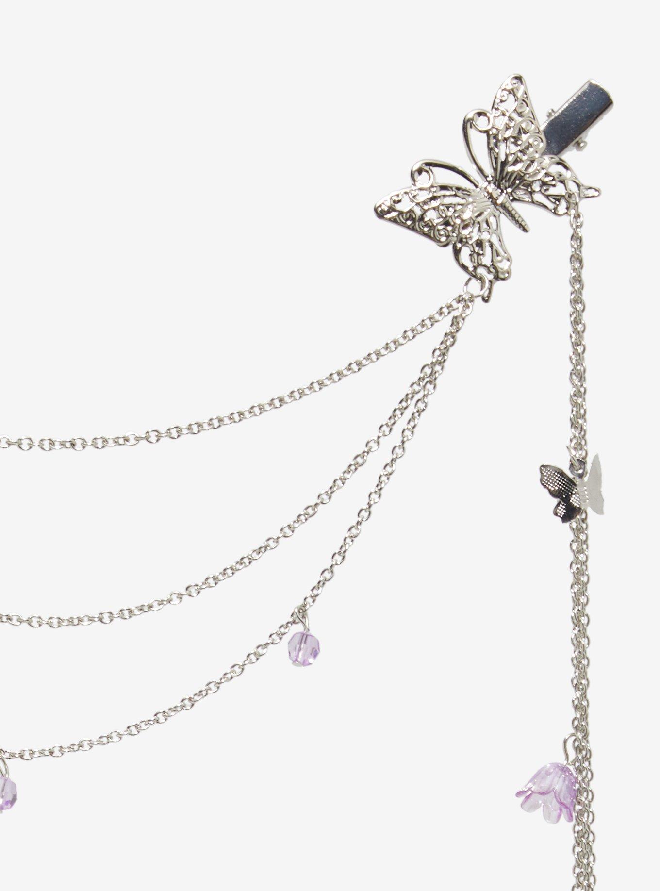 Sweet Society Butterfly Chain Hair Clip Set, , alternate
