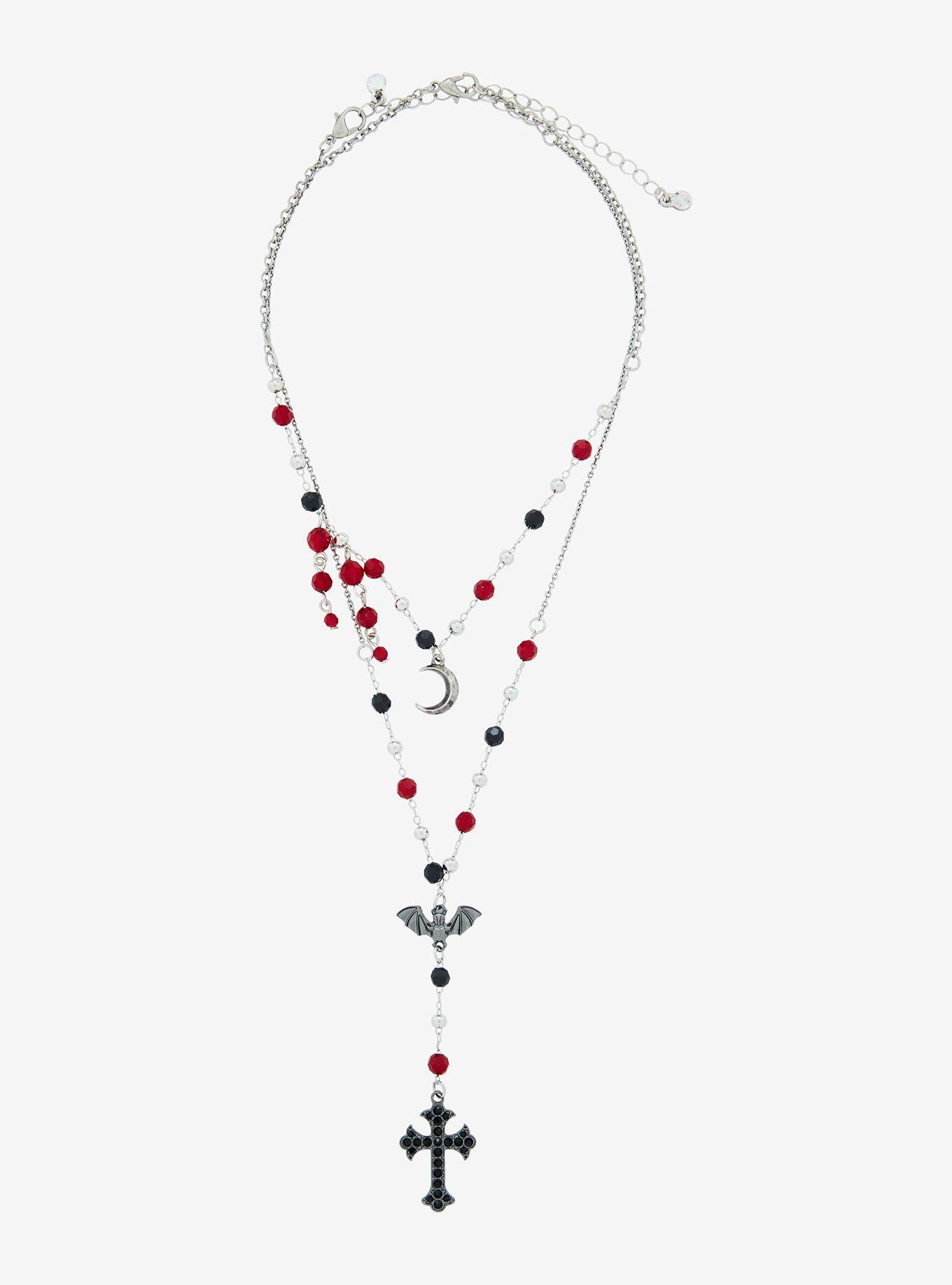 Social Collision Bat Moon Rosary Necklace Set, , hi-res
