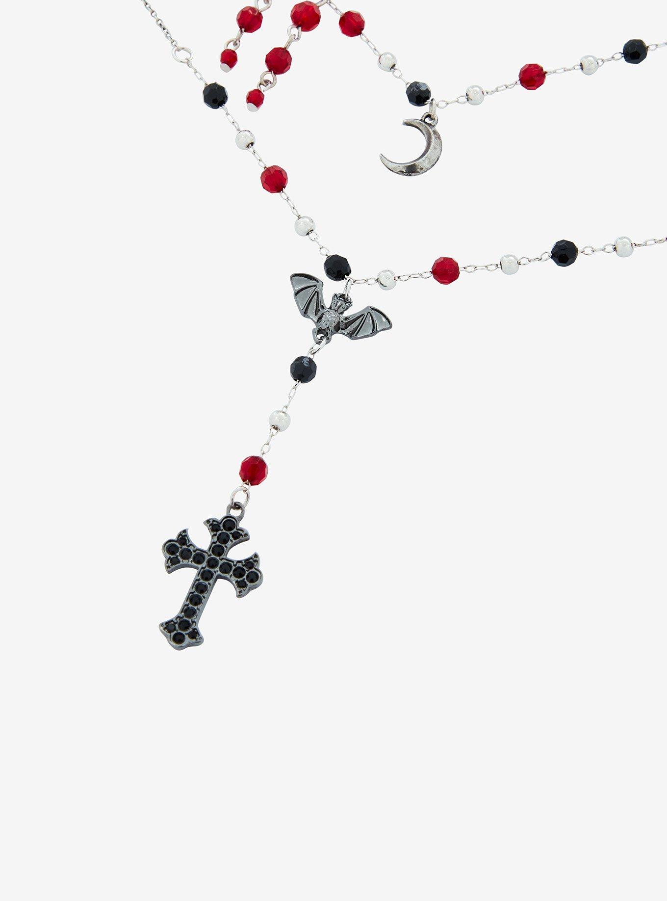 Social Collision Bat Moon Rosary Necklace Set, , alternate
