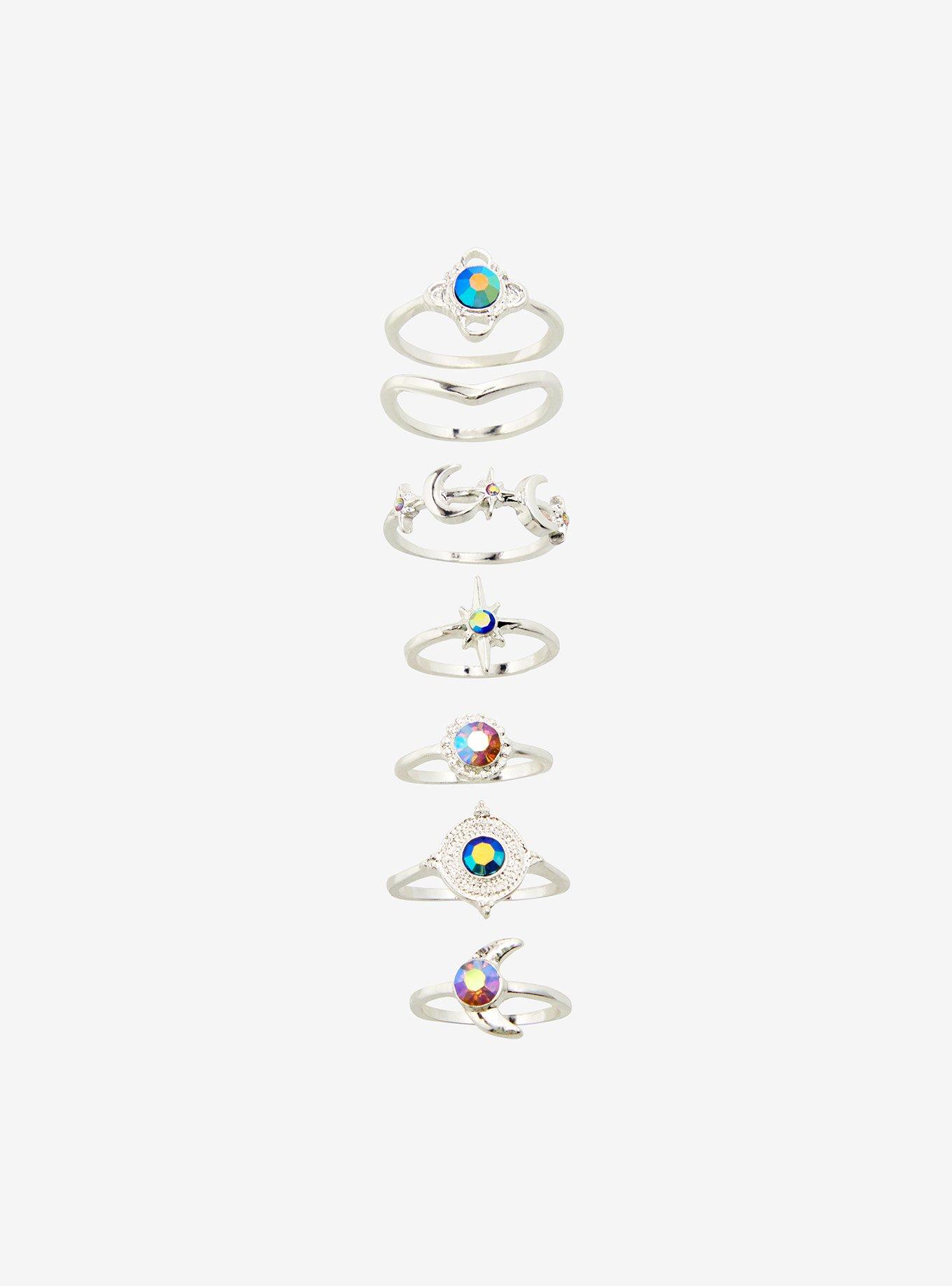 Cosmic Aura Opal Celestial Eye Stacking Ring Set, , hi-res