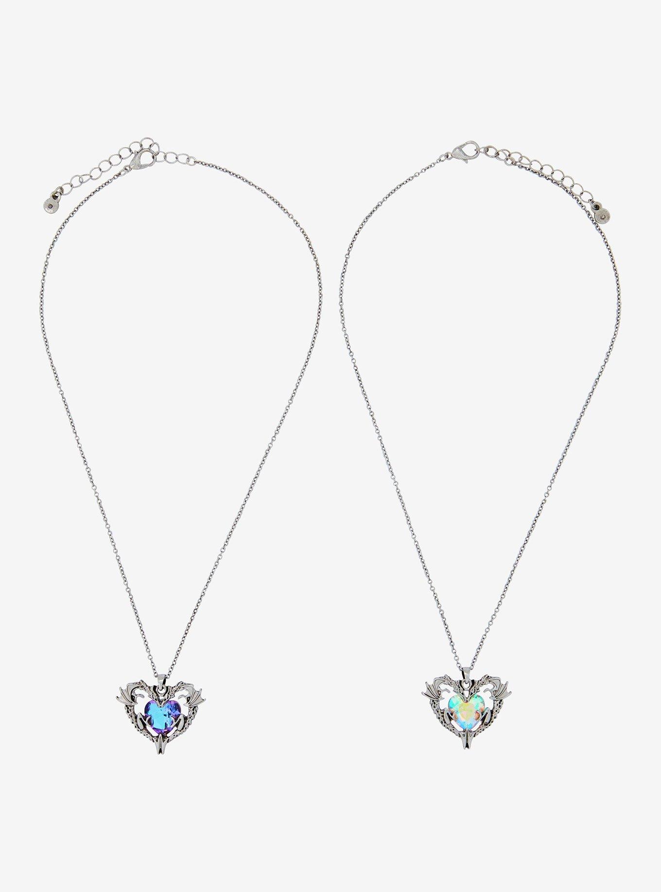 Thorn & Fable Heart Dragon Gem Best Friend Necklace Set, , alternate