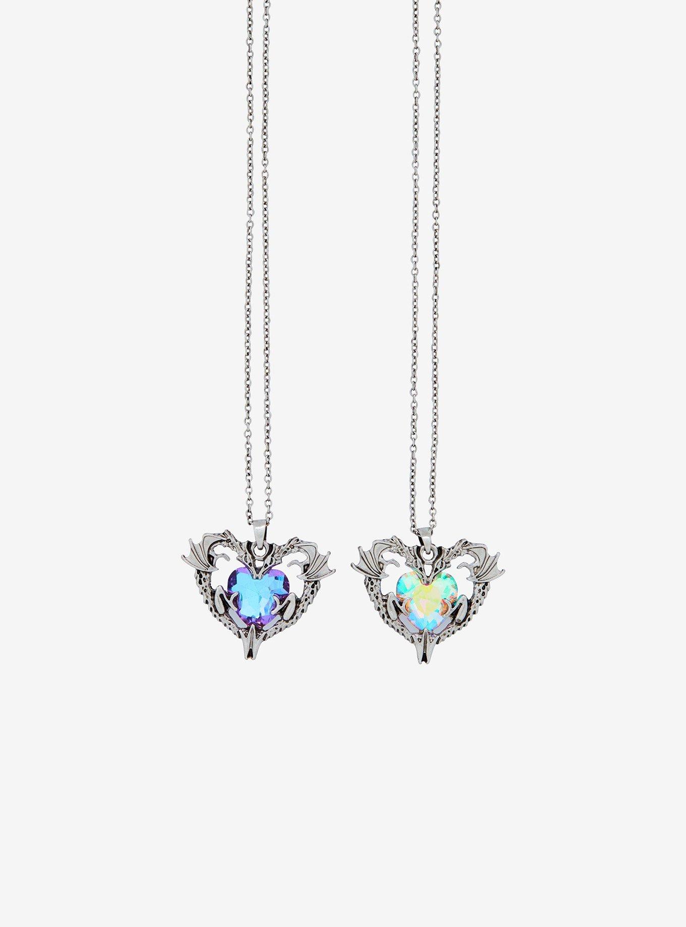 Thorn & Fable Heart Dragon Gem Best Friend Necklace Set, , alternate