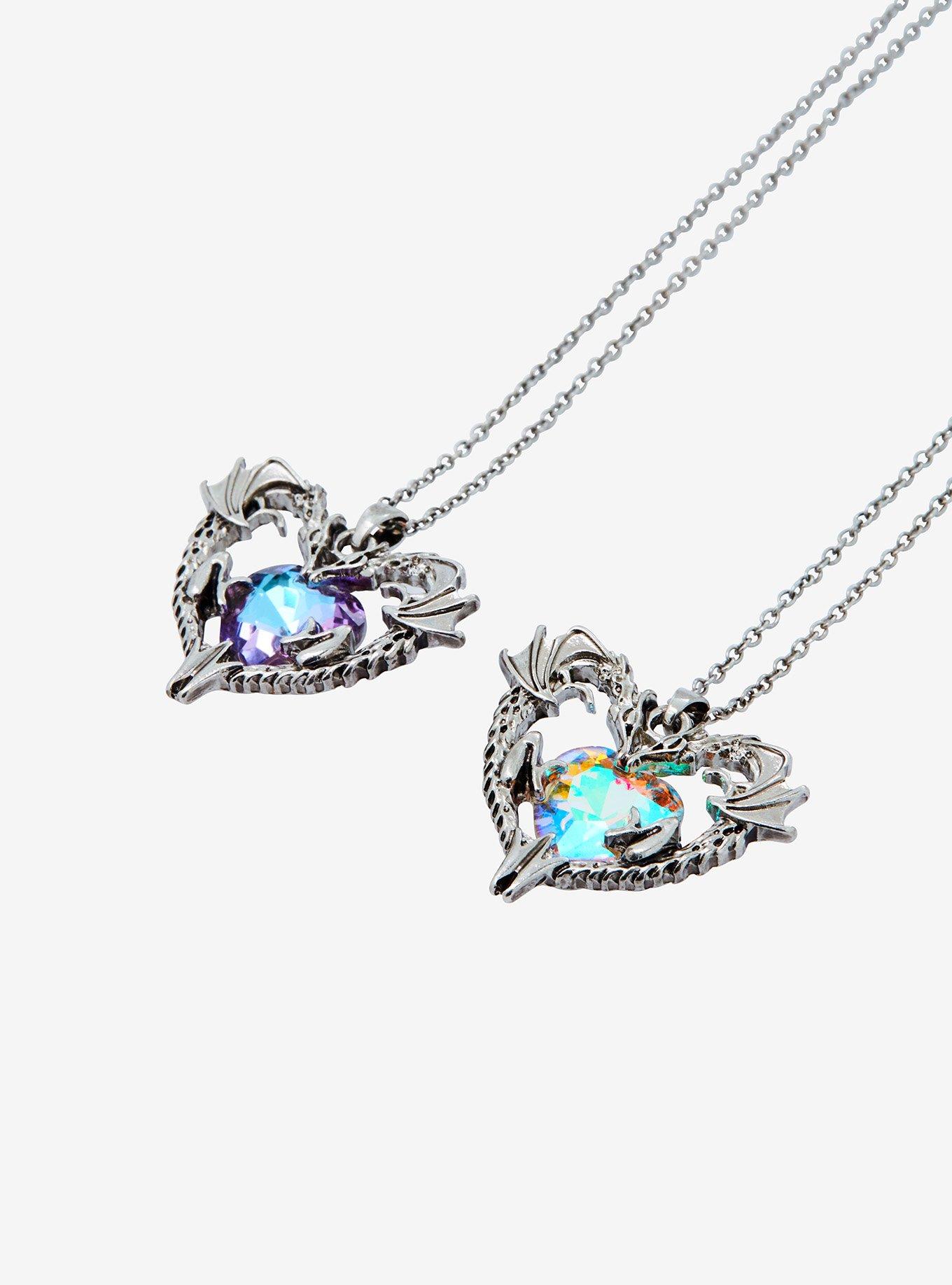 Thorn & Fable Heart Dragon Gem Best Friend Necklace Set, , alternate