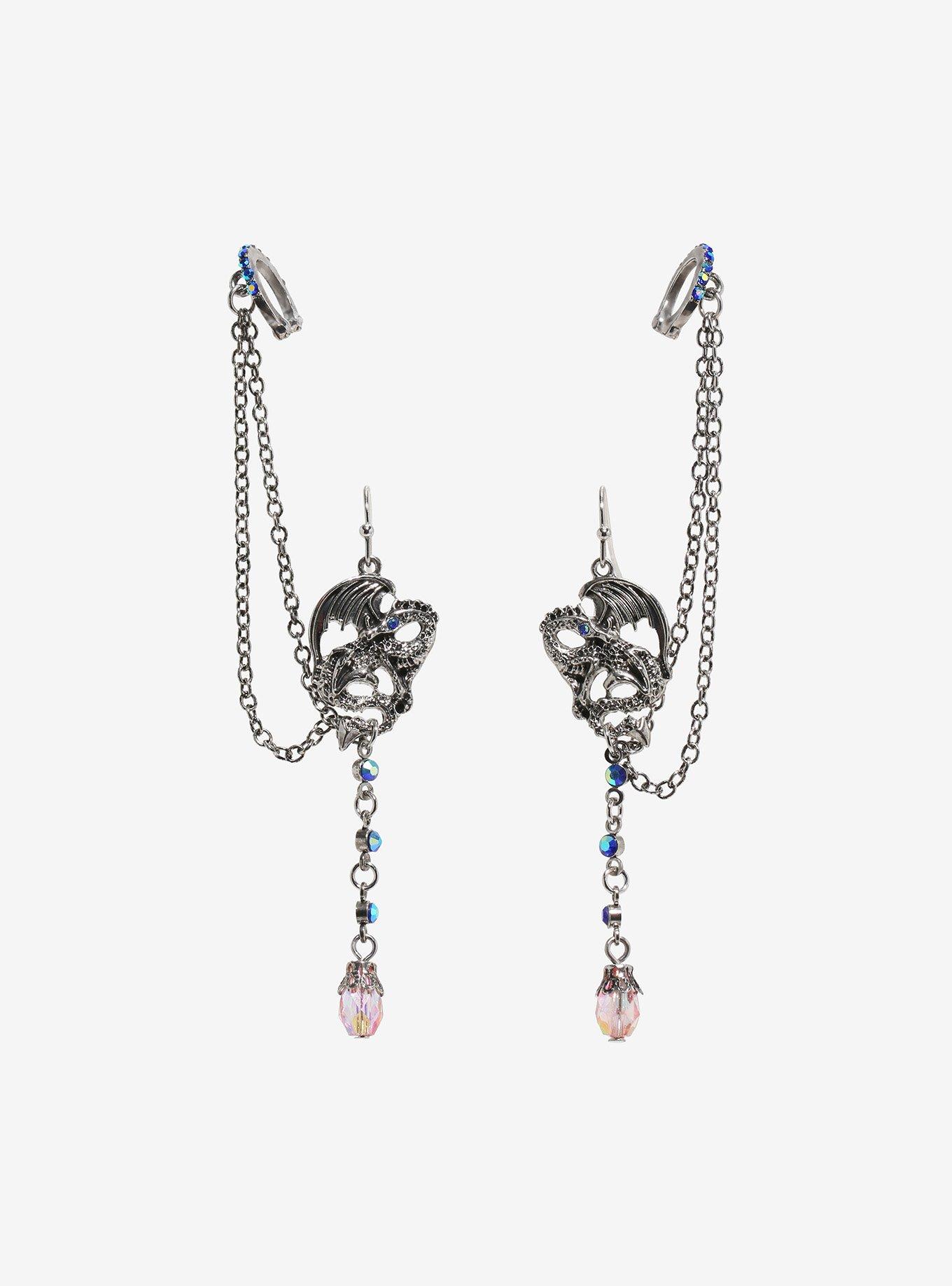 Thorn & Fable Dragon Bead Cuff Earrings, , hi-res
