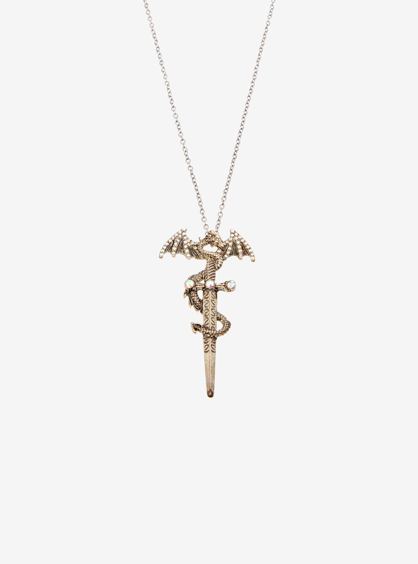 Thorn & Fable Dragon Wrapped Sword Necklace, , alternate
