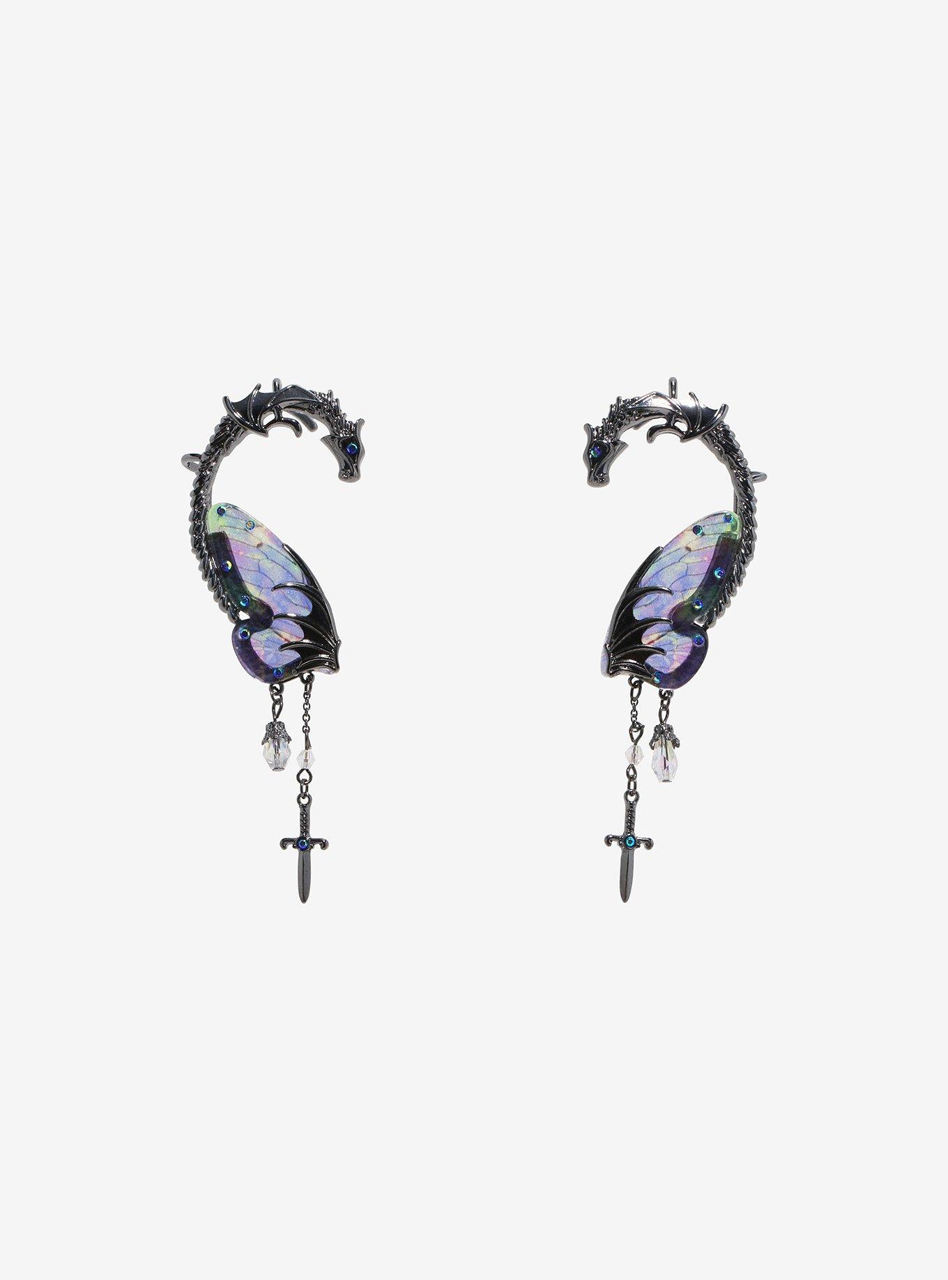 Black Dragon Dagger Ear Cuffs