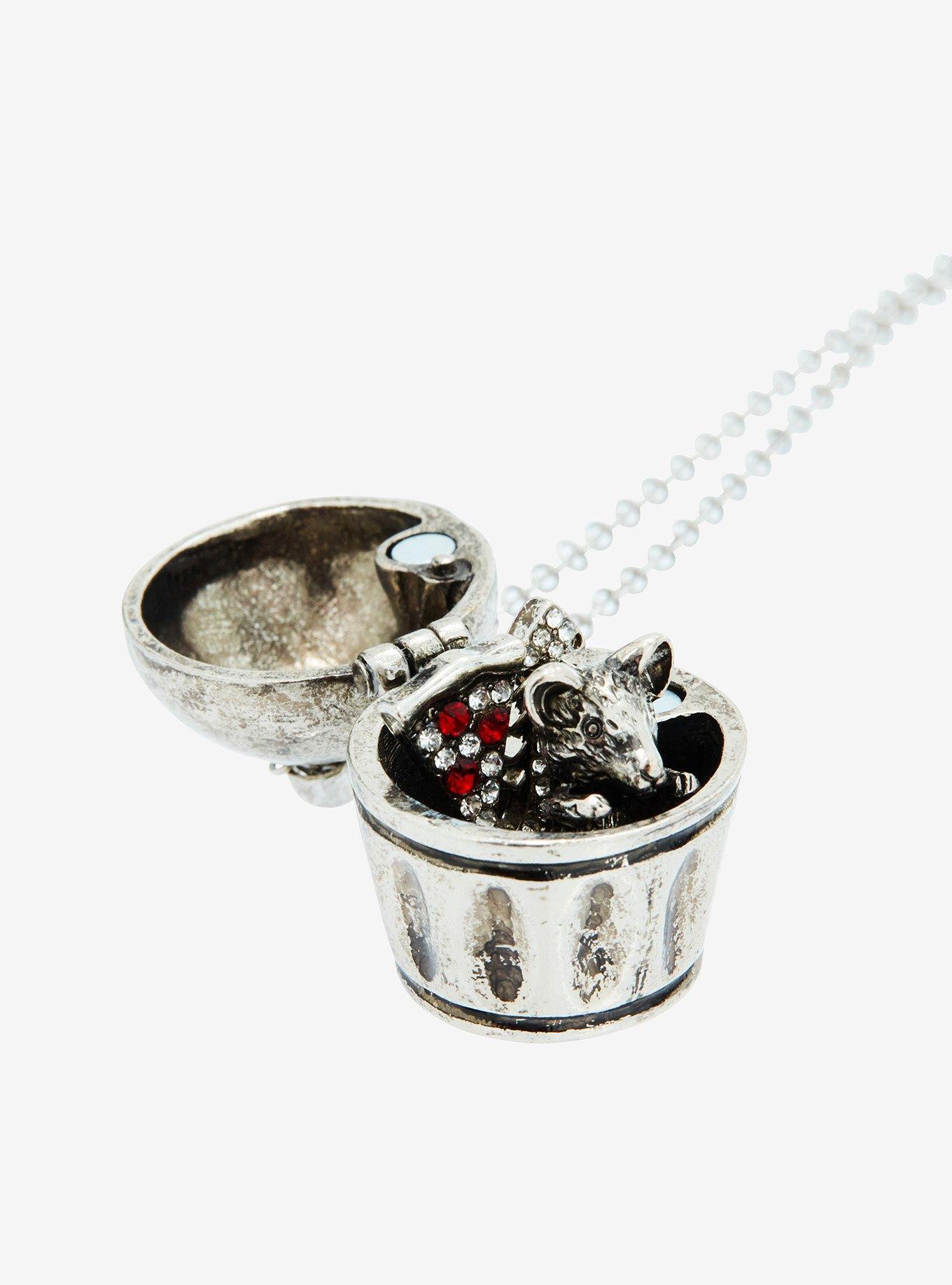Social Collision Trash Can Rat Locket Necklace, , alternate