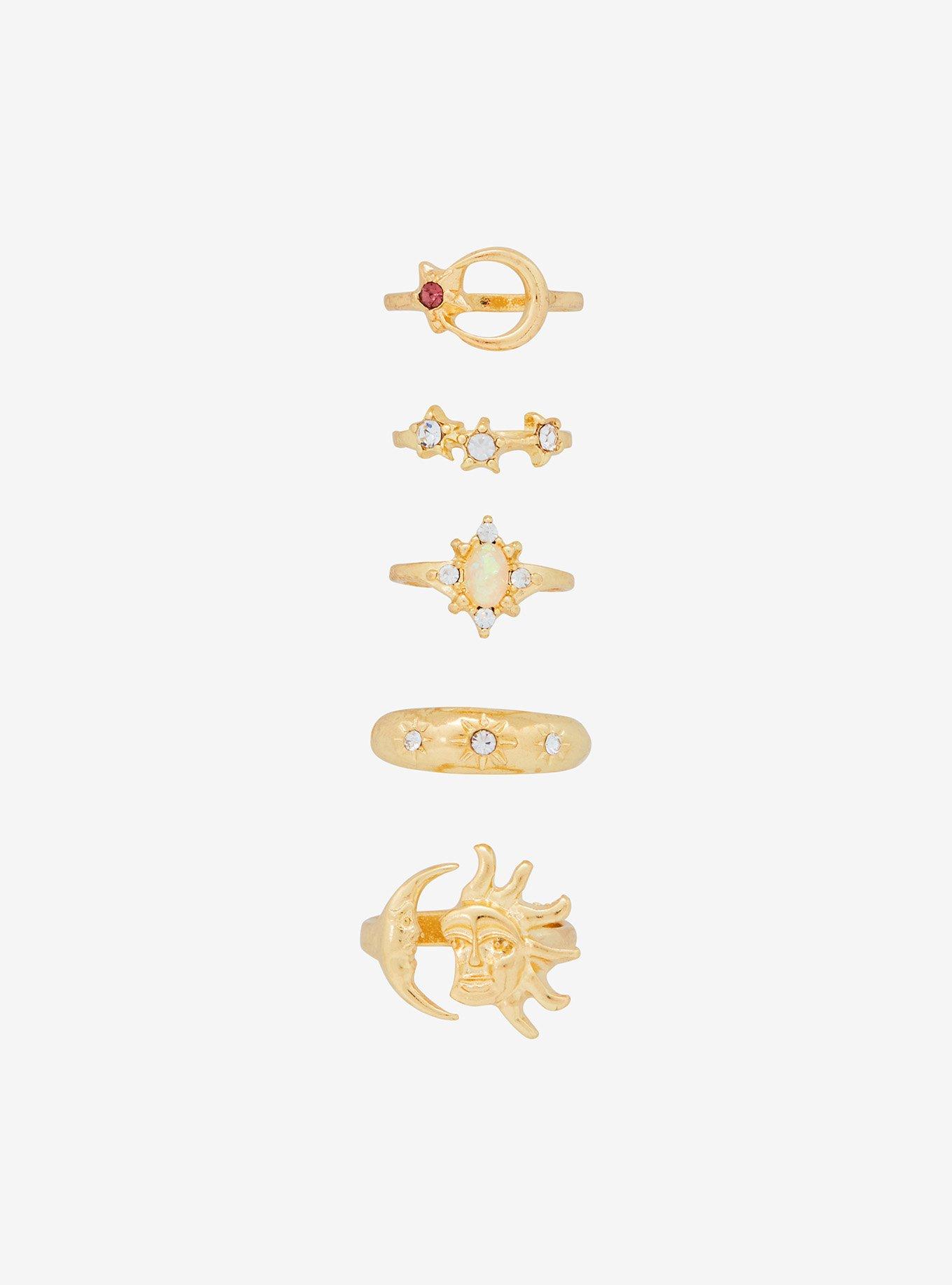Cosmic Aura Celestial Stacking Ring Set, , alternate