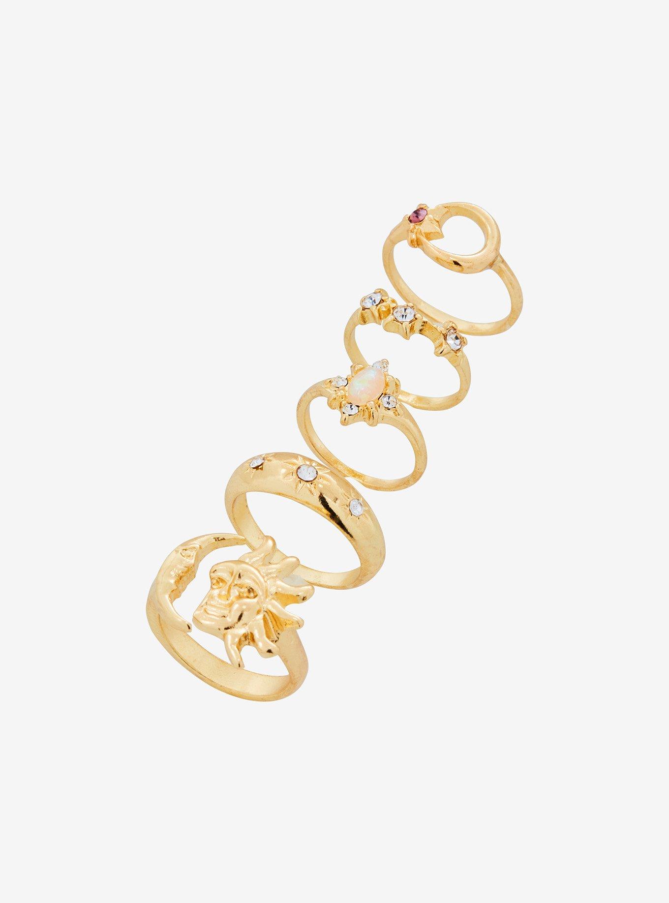 Cosmic Aura Celestial Stacking Ring Set, , alternate