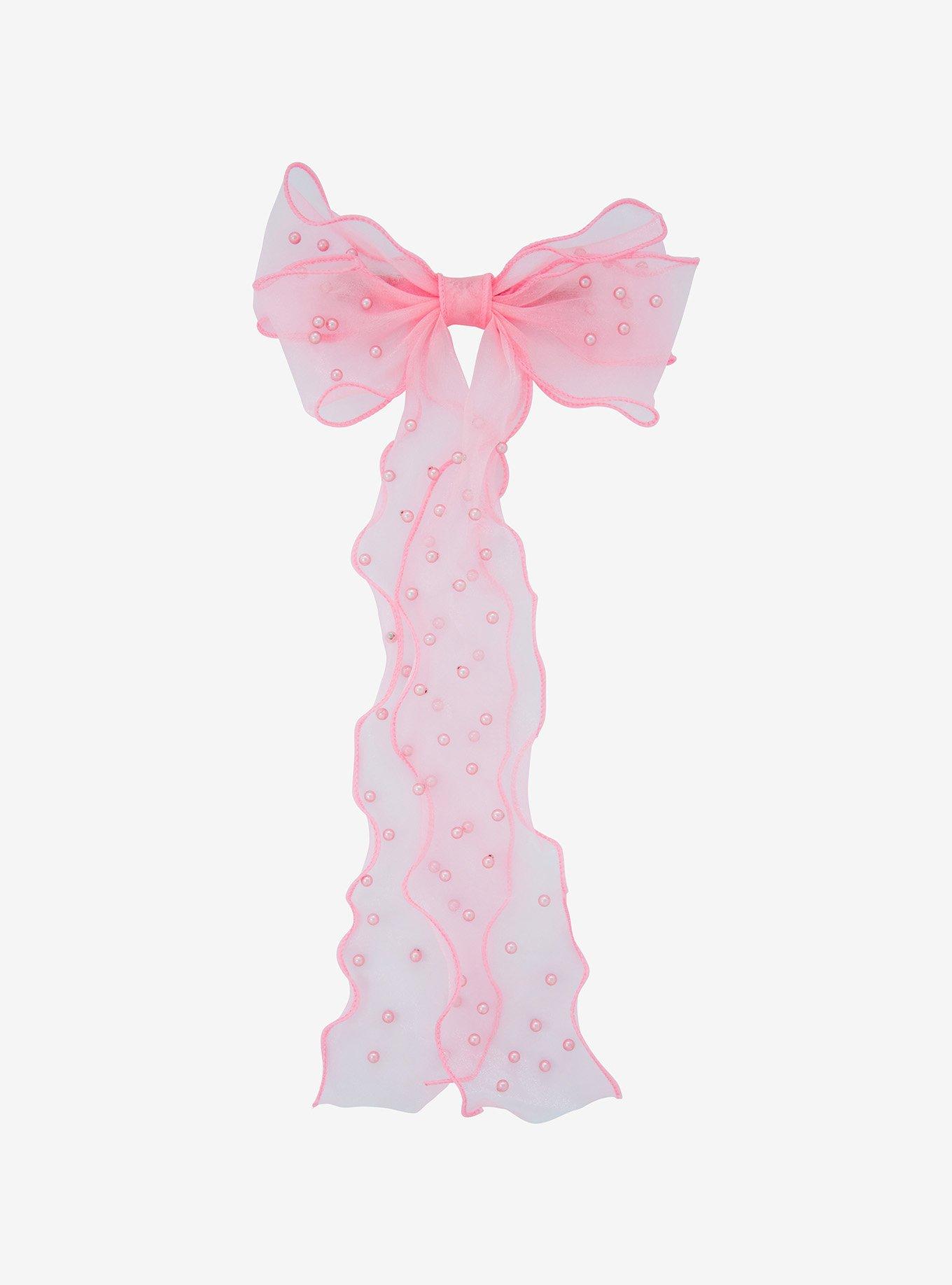 Sweet Society Pink Pearl Mesh Hair Bow, , alternate