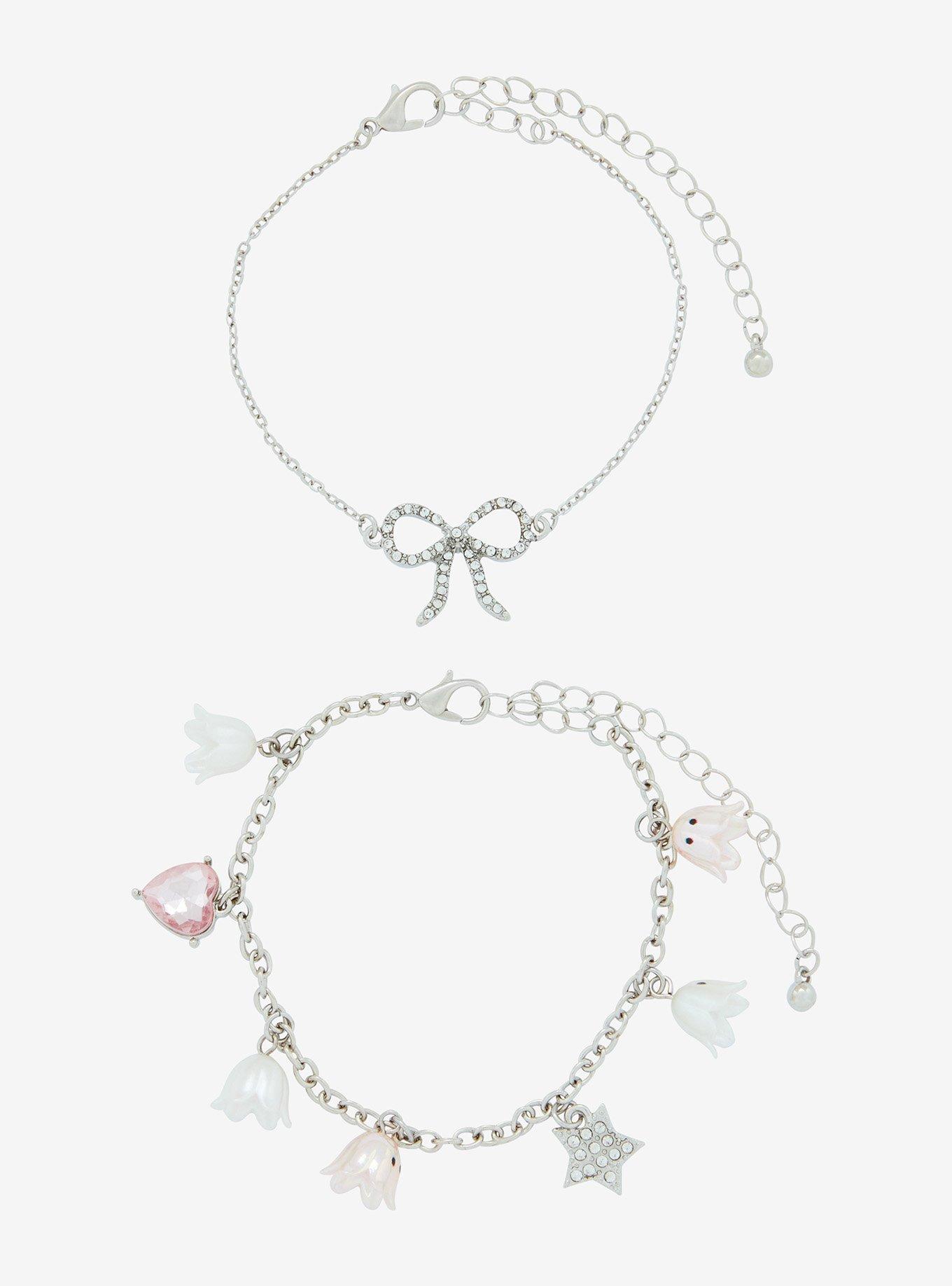 Sweet Society Ghost Flower Ribbon Bracelet Set