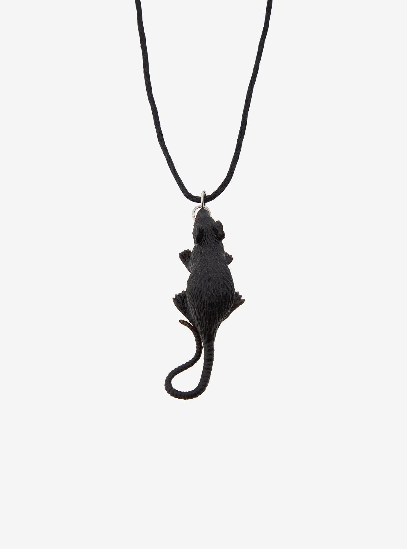 Black & Grey Rat Figural Best Friend Cord Necklace Set, , alternate