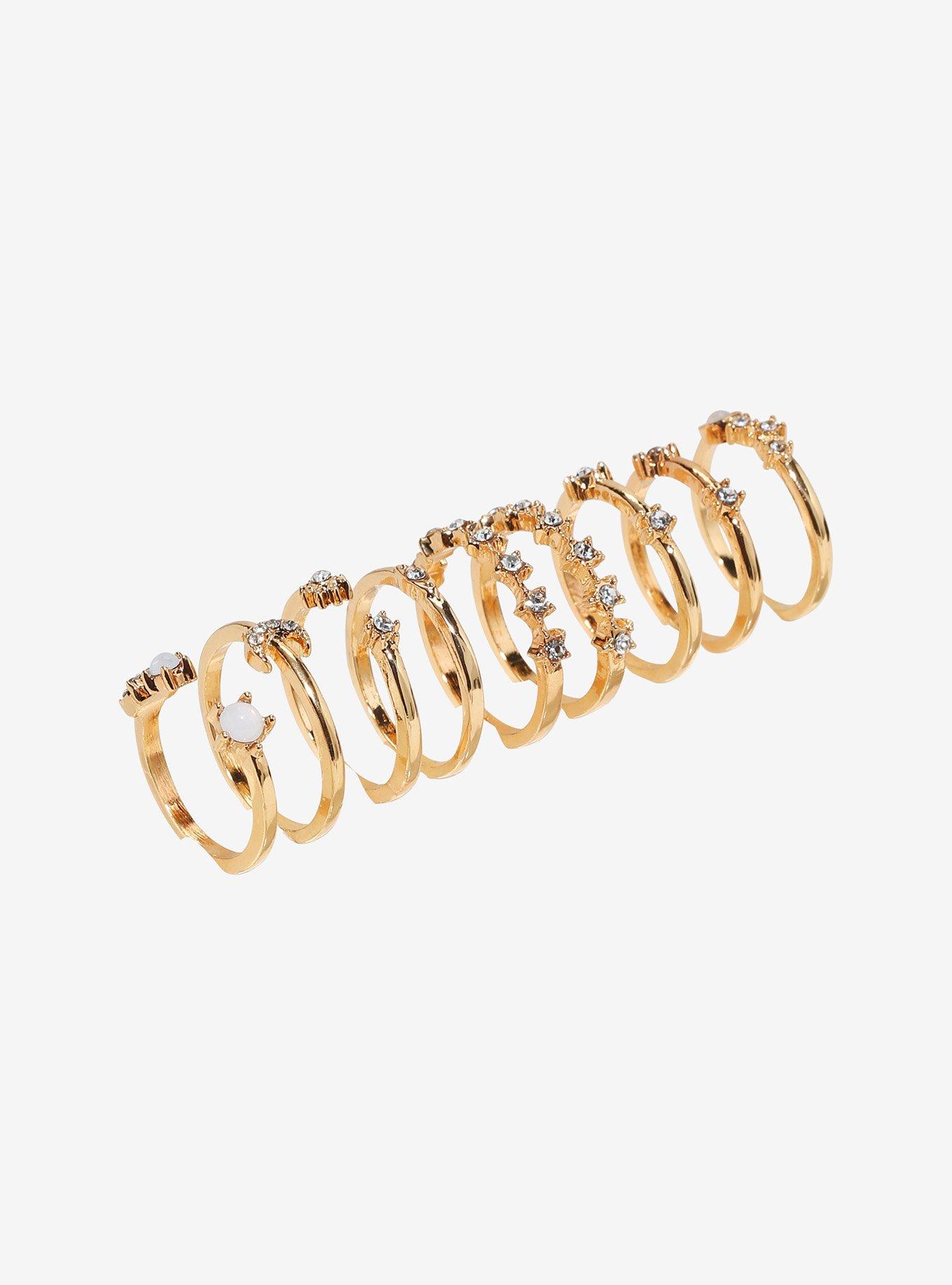 Cosmic Aura Celestial Gem Stacking Ring Set, , alternate