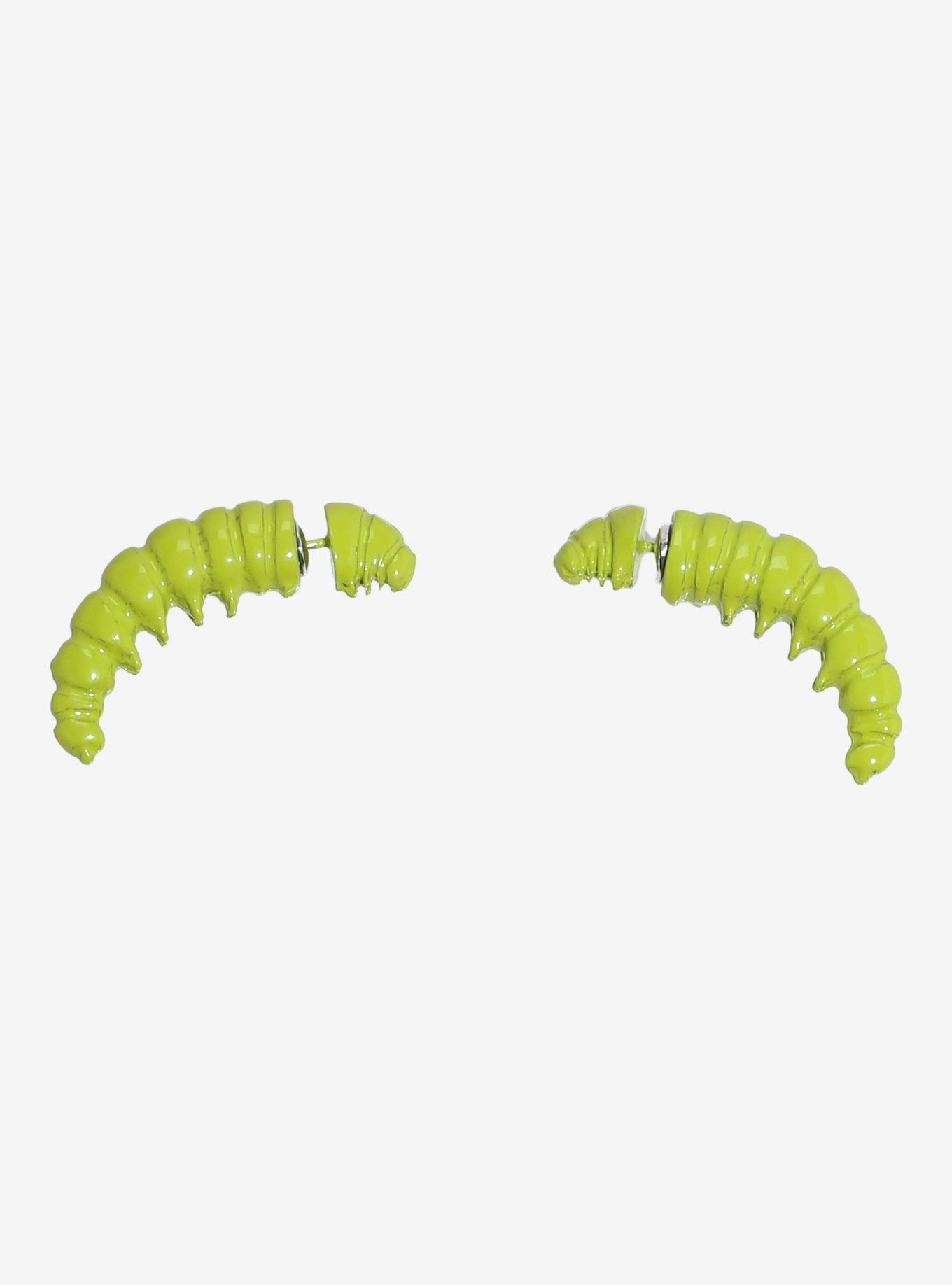 Green Worm Front/Back Earrings