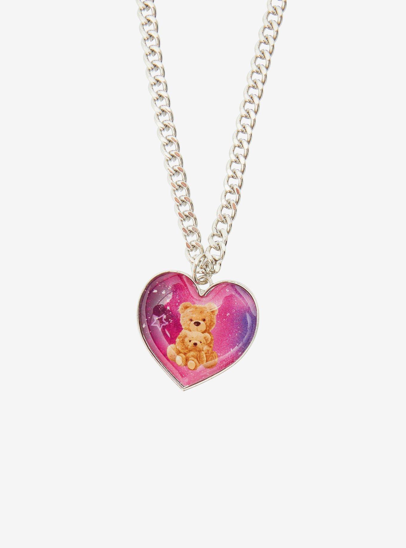 Sweet Society Teddy Bear Heart Choker Necklace Set