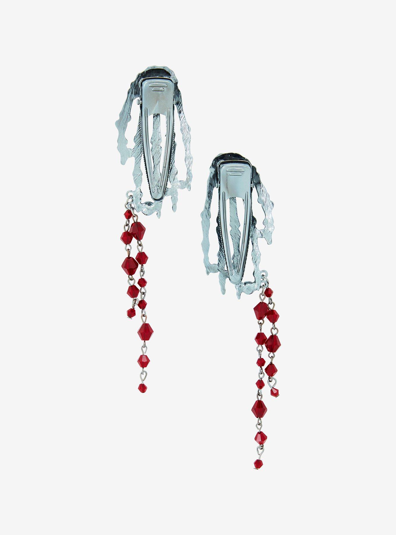 Social Collision Skeleton Hands Blood Drop Hair Clip Set, , alternate