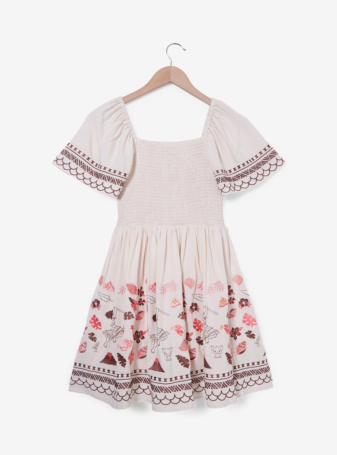 Disney Moana Floral Icons Cinched Smock Dress - BoxLunch Exclusive, , hi-res