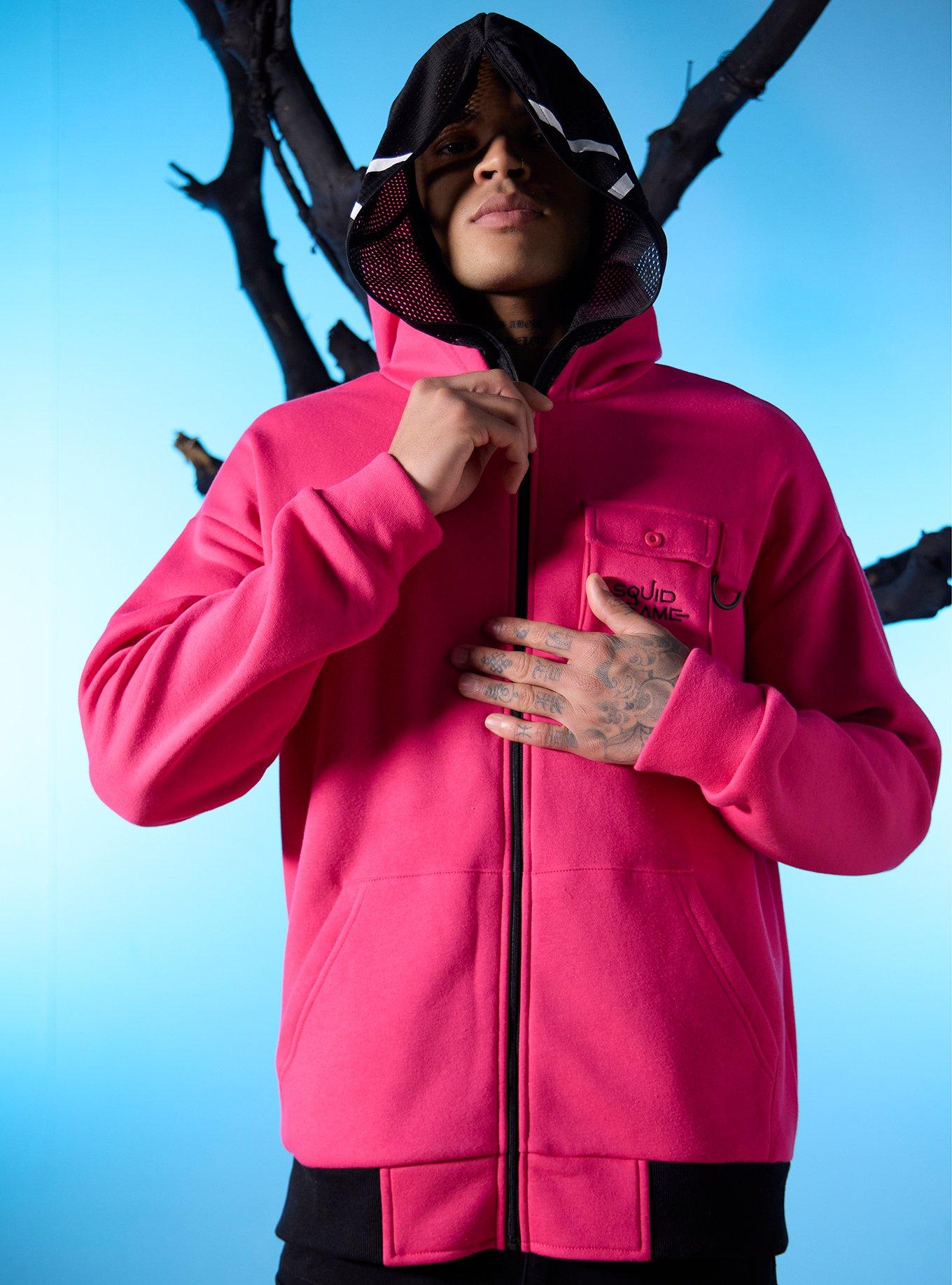 Squid Game Pink Triangle Guard Hoodie, HOT PINK, alternate