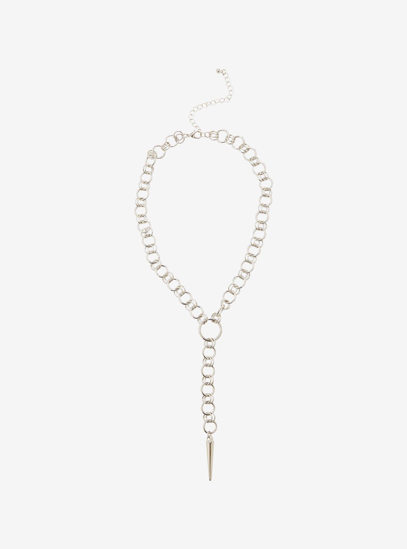 Social Collision Spike O-Ring Lariat Necklace, , hi-res