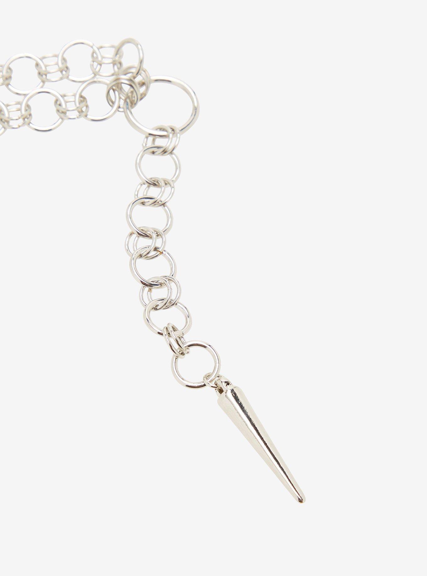 Social Collision Spike O-Ring Lariat Necklace, , alternate