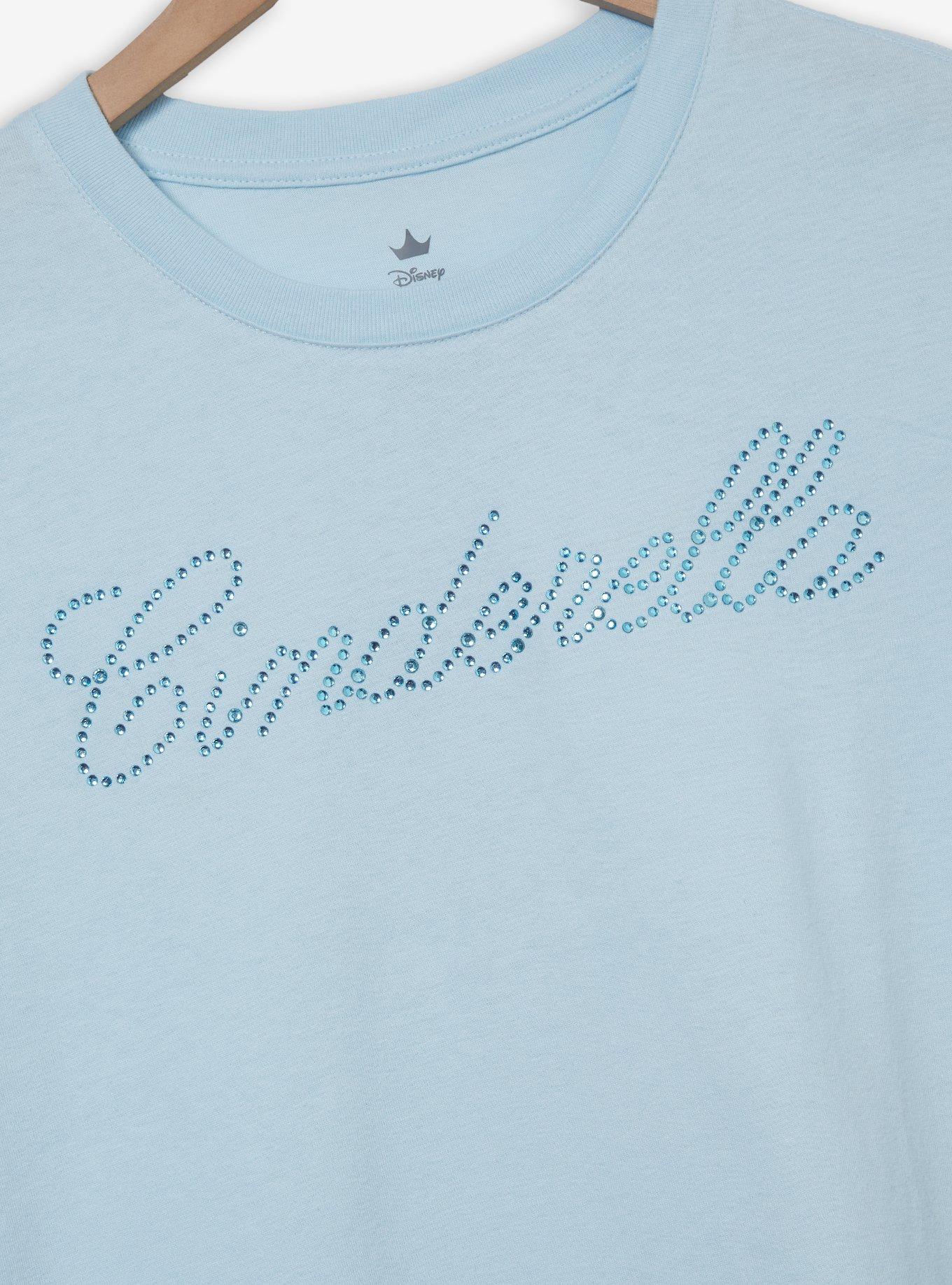 Disney Cinderella Rhinestone Women's Cropped T-Shirt &mdash; BoxLunch Exclusive, LIGHT BLUE, alternate