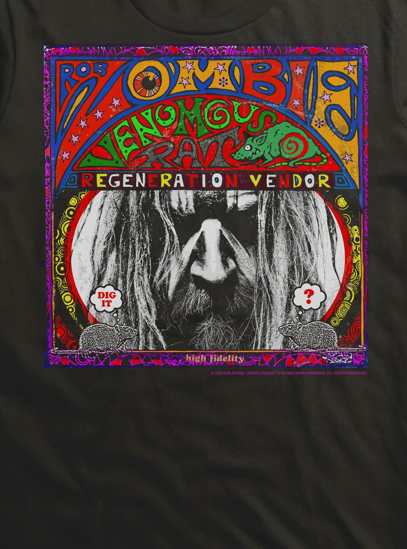 Rob Zombei Venomous Rat Regeneration Vendor T-Shirt, BLACK, alternate