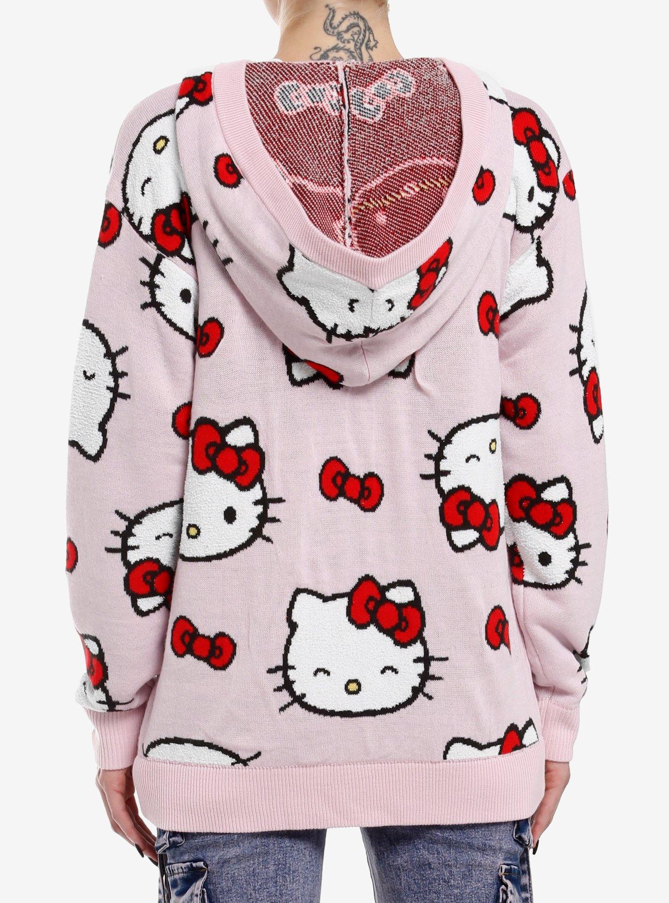 Hello Kitty Face Bow Hooded Cardigan, MULTI, alternate