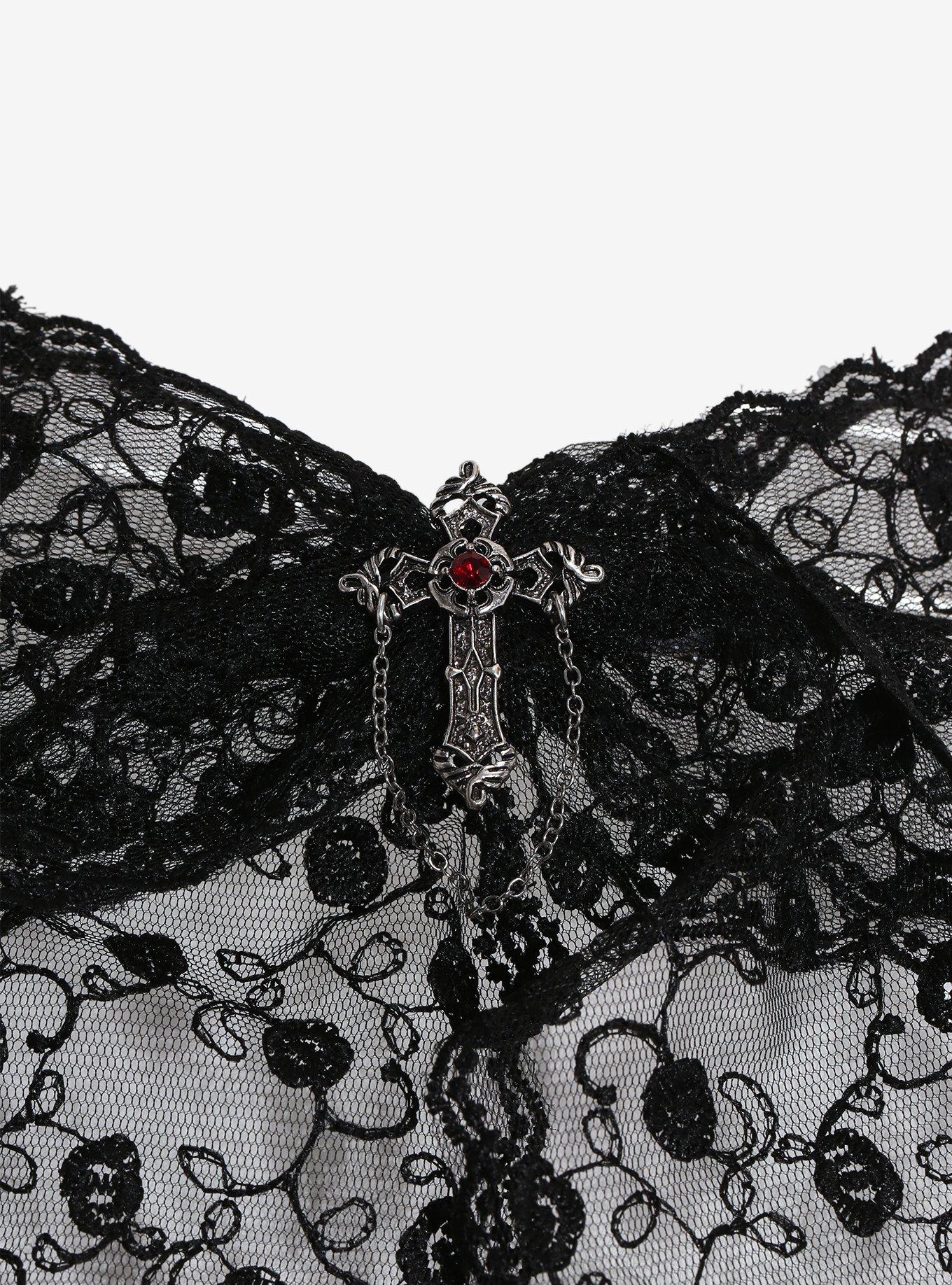 Black Velvet Mesh Cross Hair Bow, , alternate