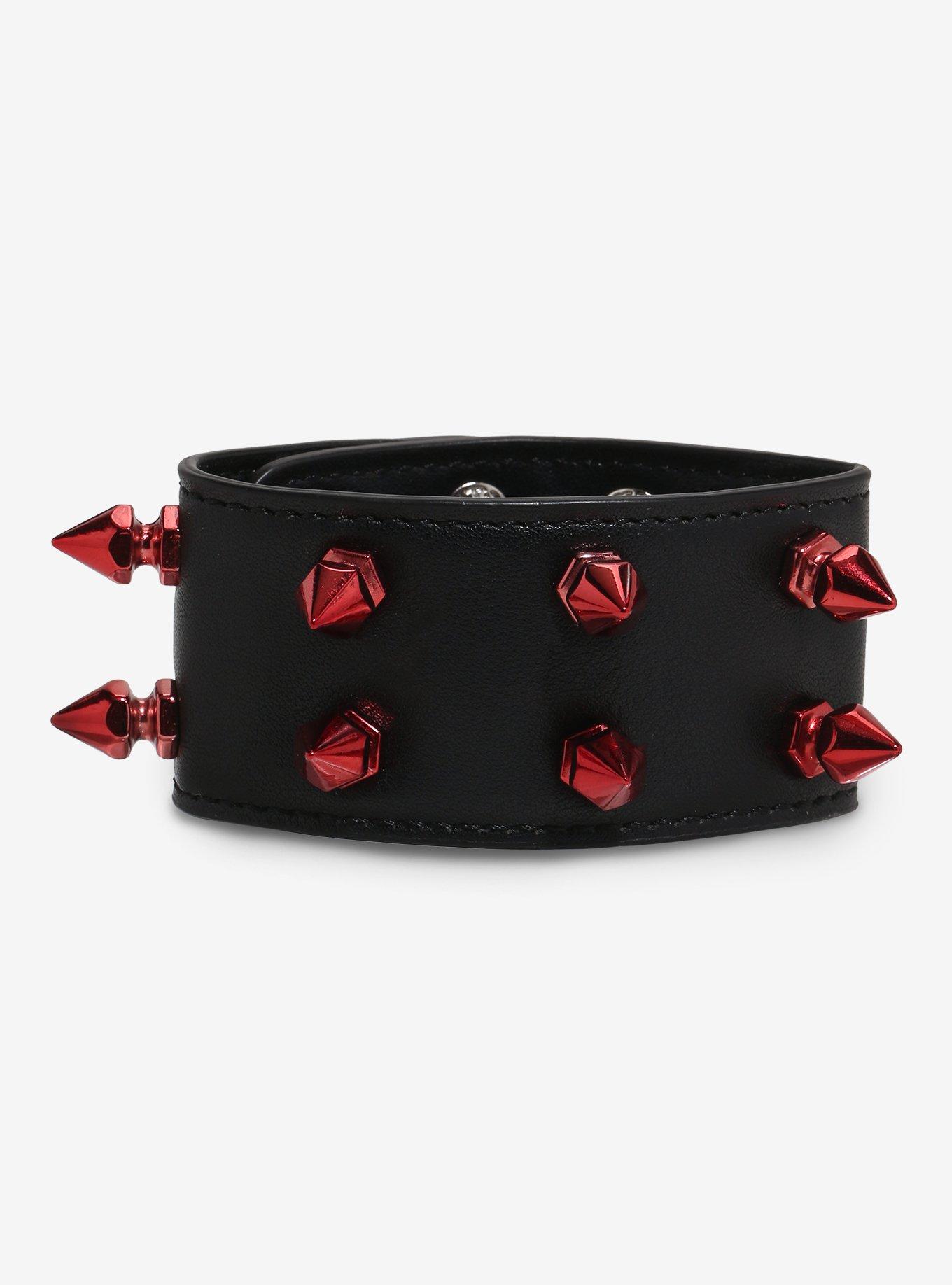 Social Collision Black & Red Spike Cuff Bracelet