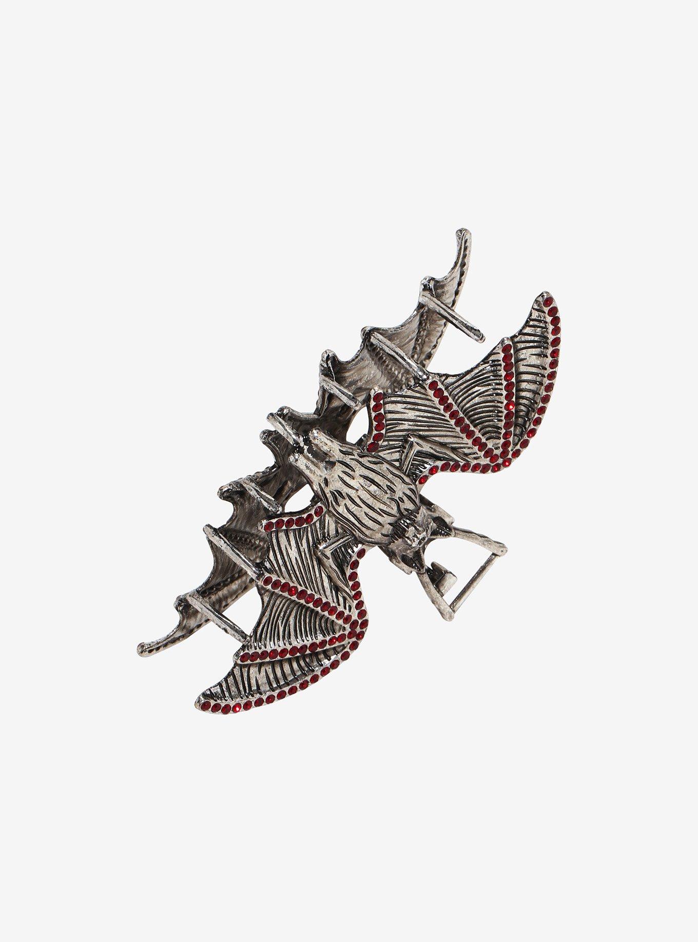 Social Collision Bat Red Gem Claw Hair Clip, , alternate