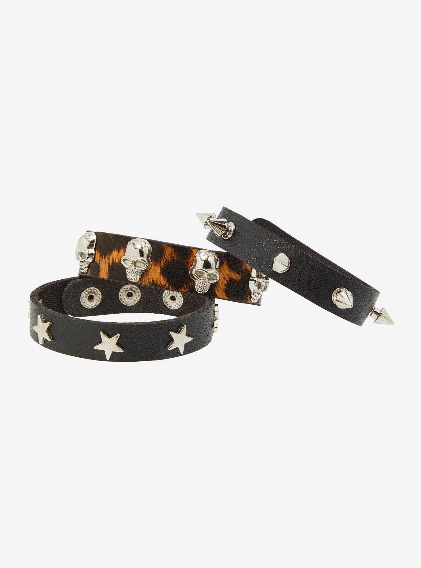 Social Collision Cheetah Faux Leather Bracelet Set