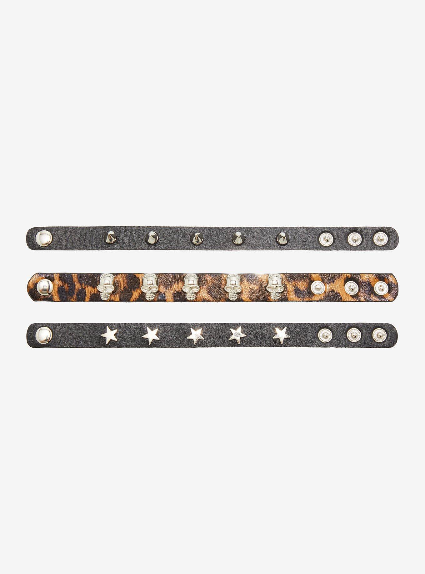 Social Collision Cheetah Faux Leather Bracelet Set