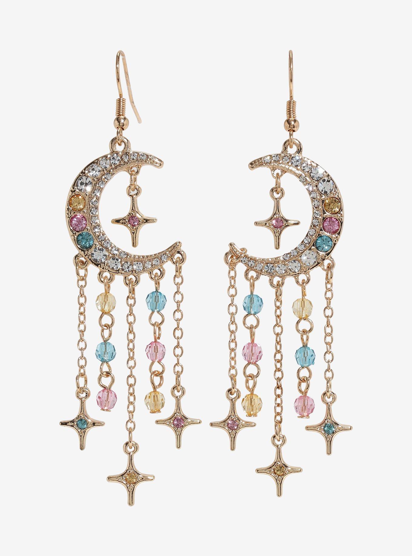 Sweet Society Moon Dangling Star Drop Earrings, , hi-res