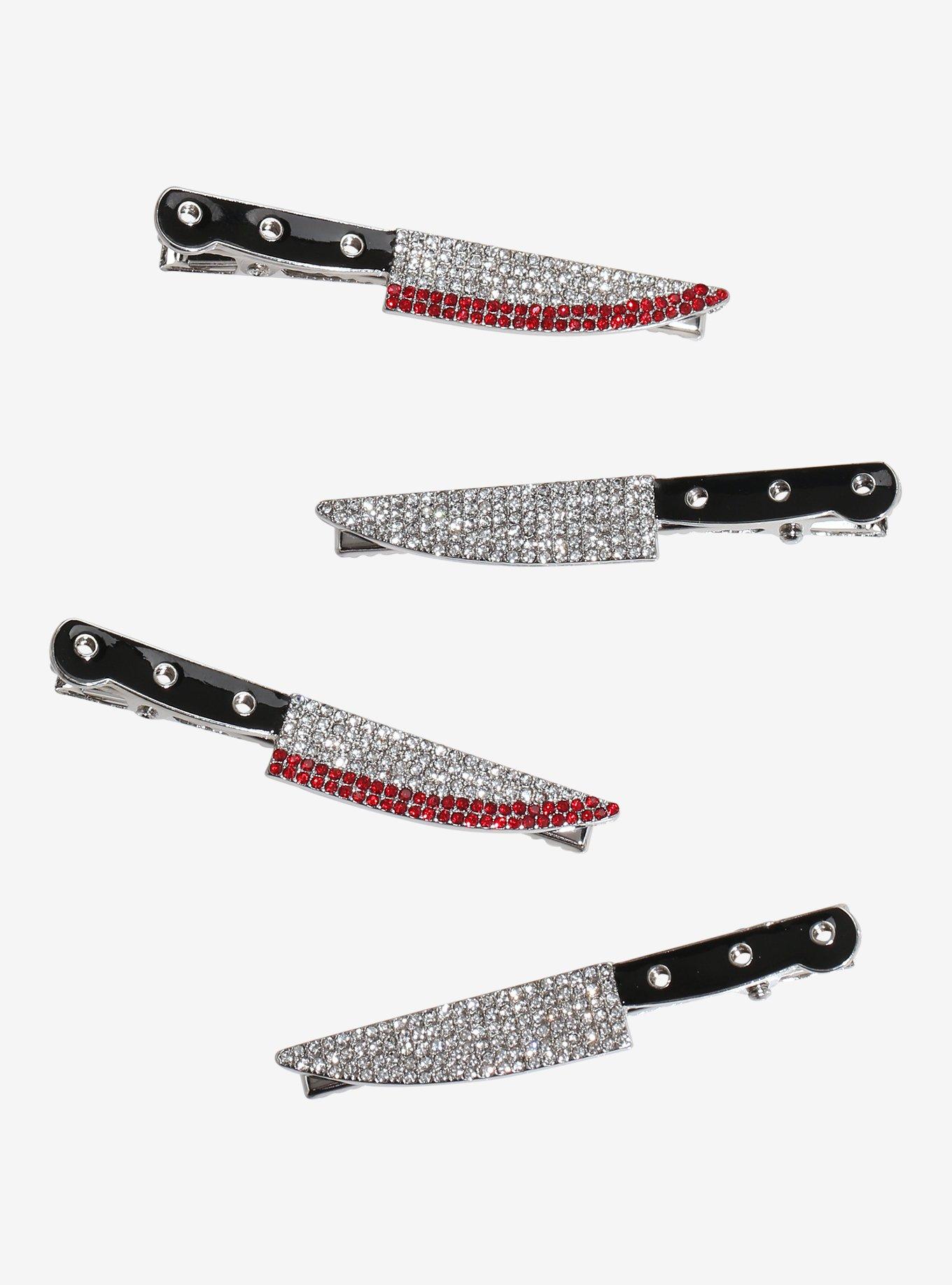 Social Collision Bloody Knife Rhinestone Hair Clip Set, , hi-res