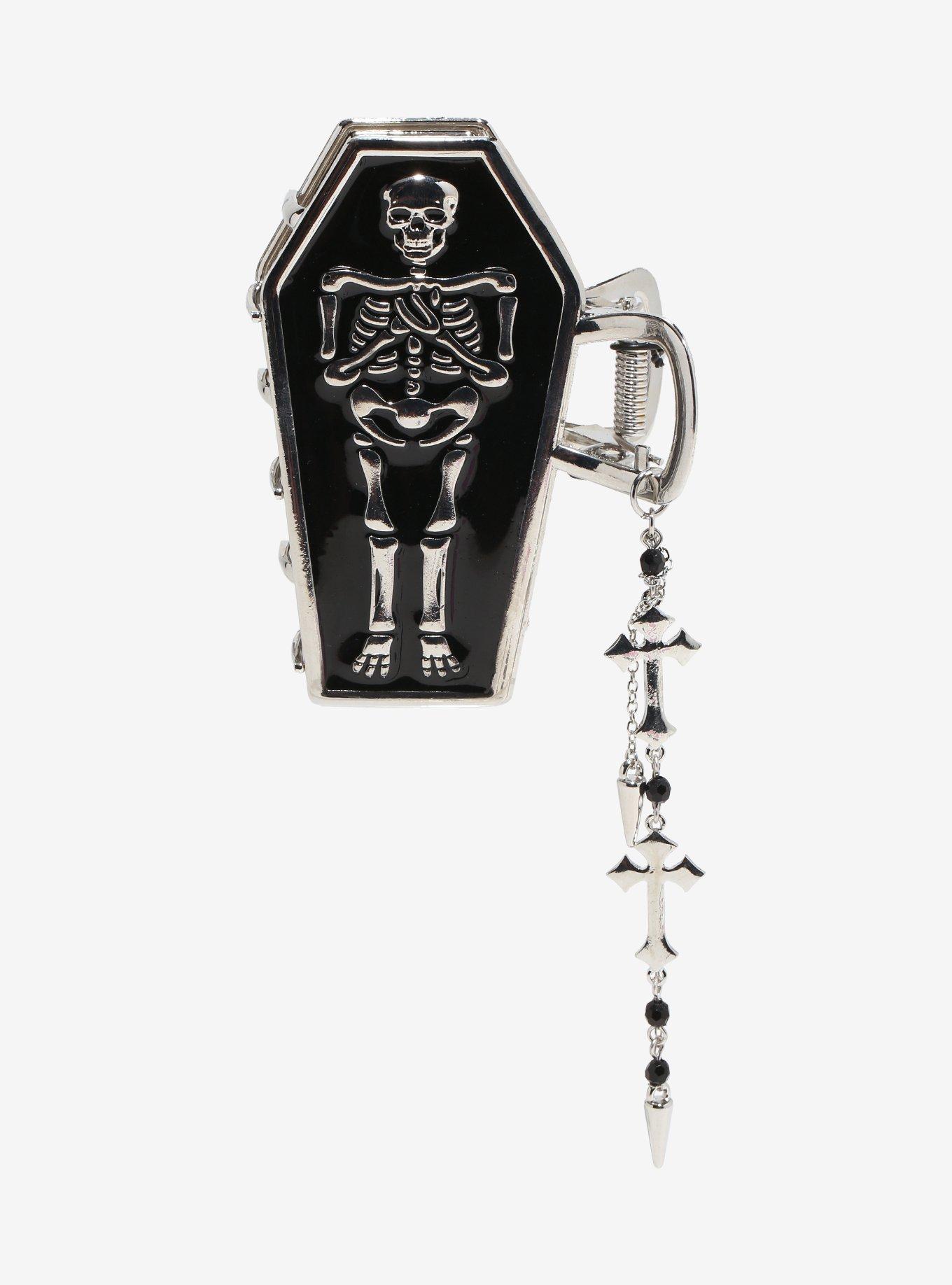 Social Collision Skeleton Coffin Chain Claw Hair Clip, , hi-res