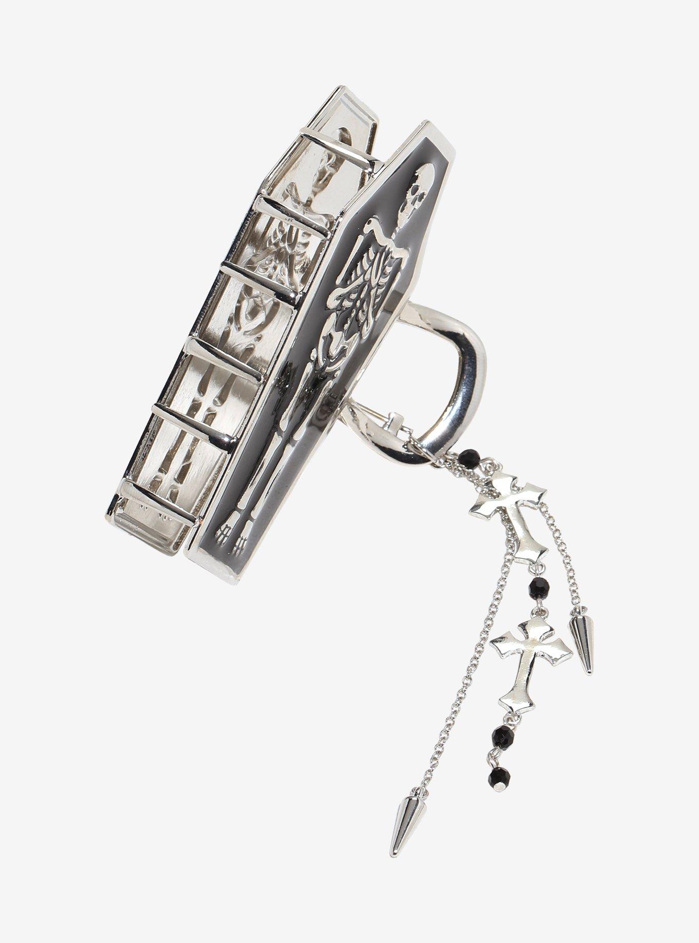 Social Collision Skeleton Coffin Chain Claw Hair Clip, , alternate